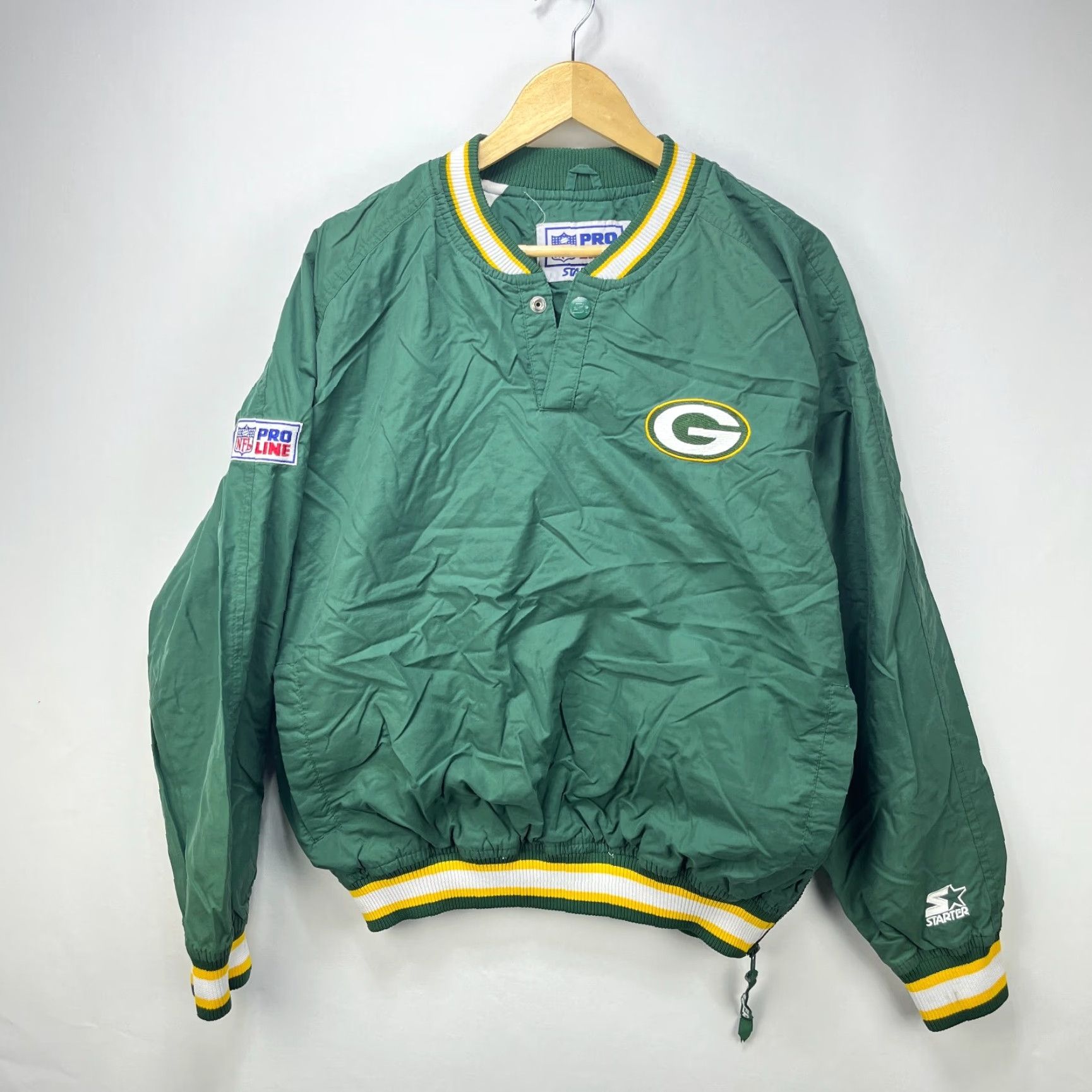 Starter VINTAGE Green Bay Packers Starter Windbreaker Jacket XL Mens NFL Front Pullover Size US XL / EU 56 / 4 - 2 Thumbnail