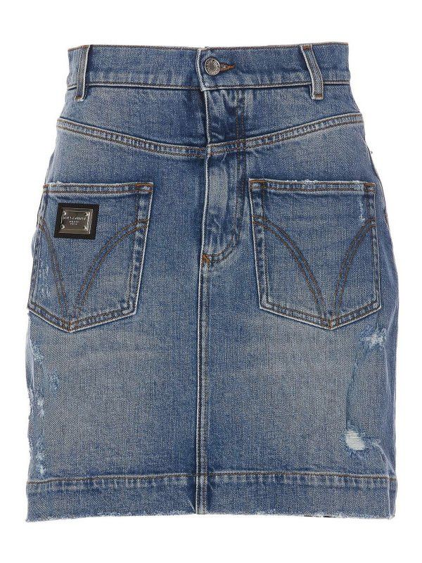 Dolce & Gabbana o1y0925 Denim Mini Skirt in Blue Size 26" / US 2 / IT 38 - 1 Thumbnail