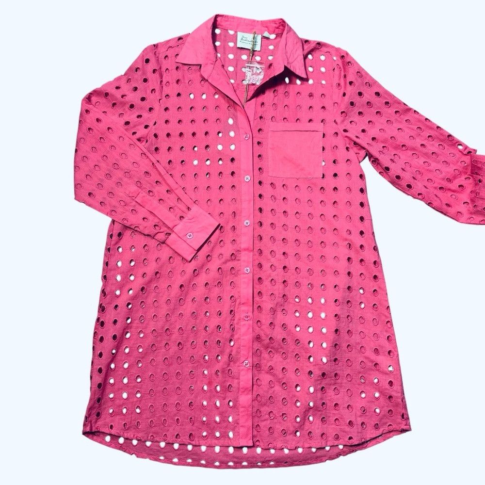 Other NWT New True Destinations Eyelet Long Sleeve Pink Cotton Sh Size XS / US 0-2 / IT 36-38 - 6 Thumbnail
