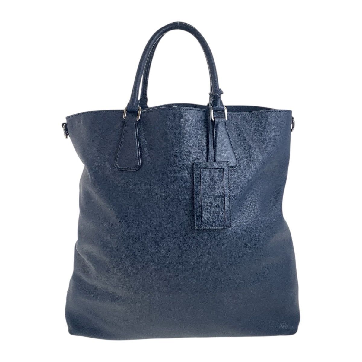 Prada Prada Saffiano Triangle Logo Plate Leather Tote Bag Leather