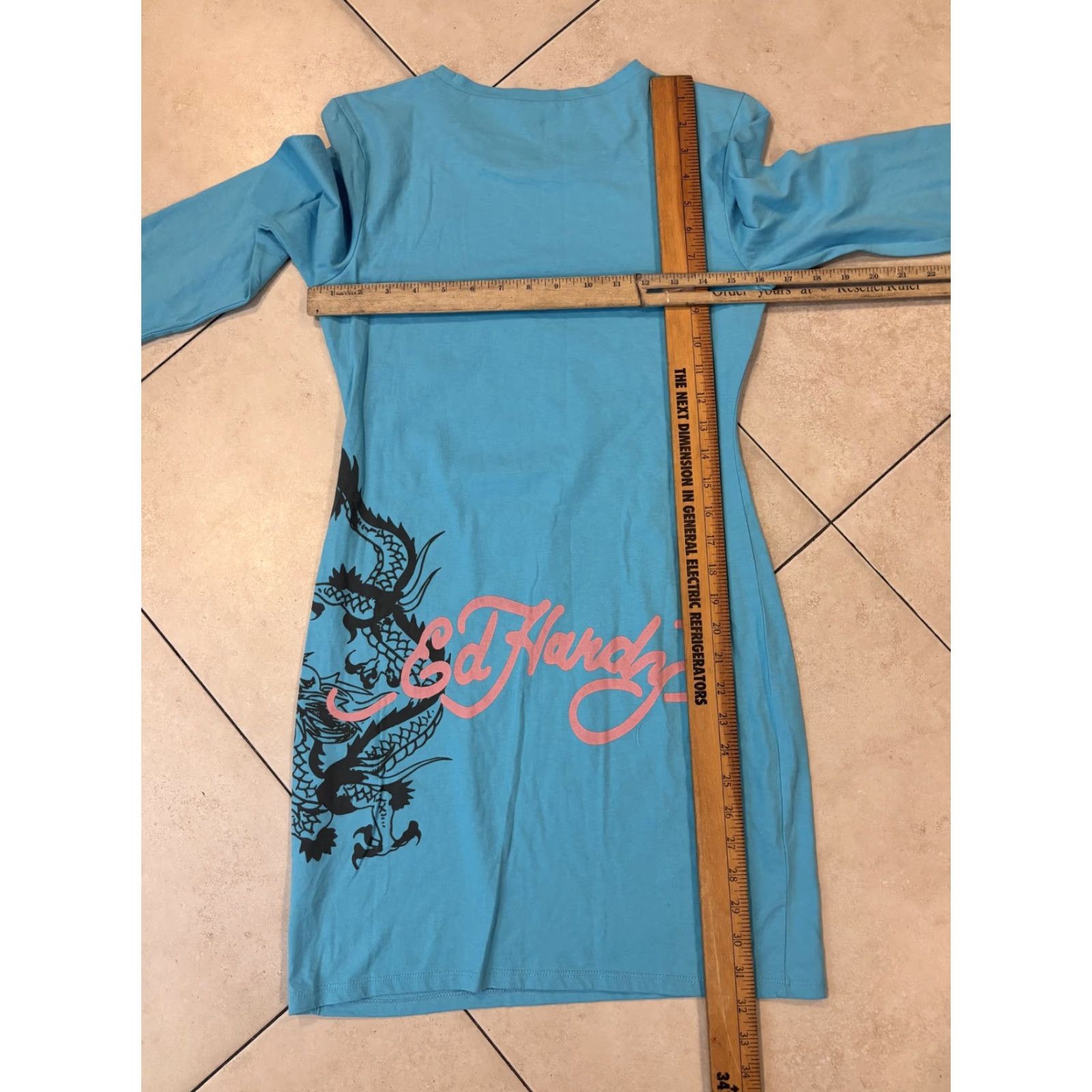 Ed Hardy Ed Hardy T-Shirt Dress Womens M Blue Long Sleeve Tattoo Skull Dragon Dress Size M / US 6-8 / IT 42-44 - 5 Thumbnail