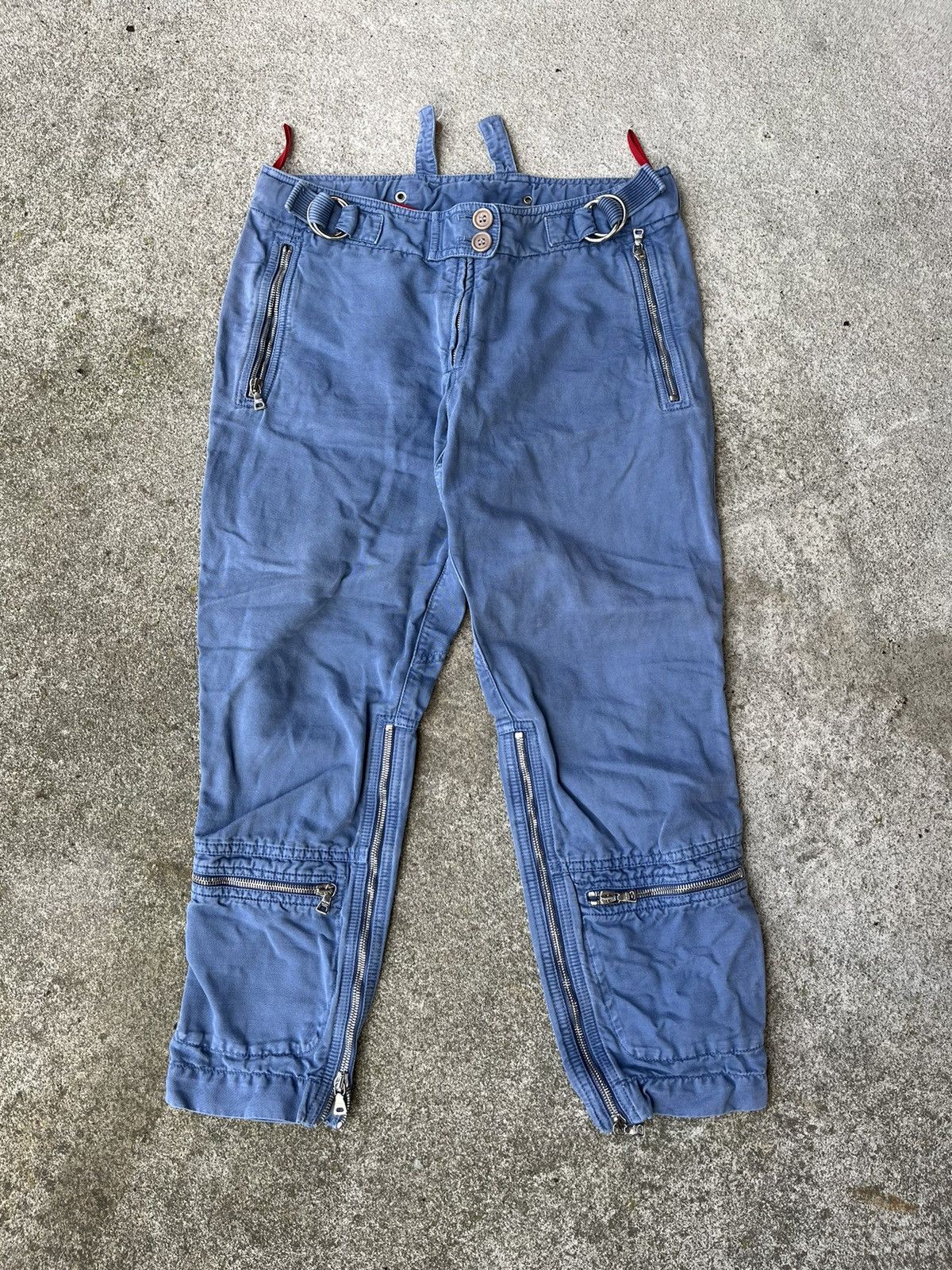 Prada PRADA Pants Cargo Biker Astro Bondage Zipper Laced Vintage Size 28" / US 6 / IT 42 - 1 Thumbnail