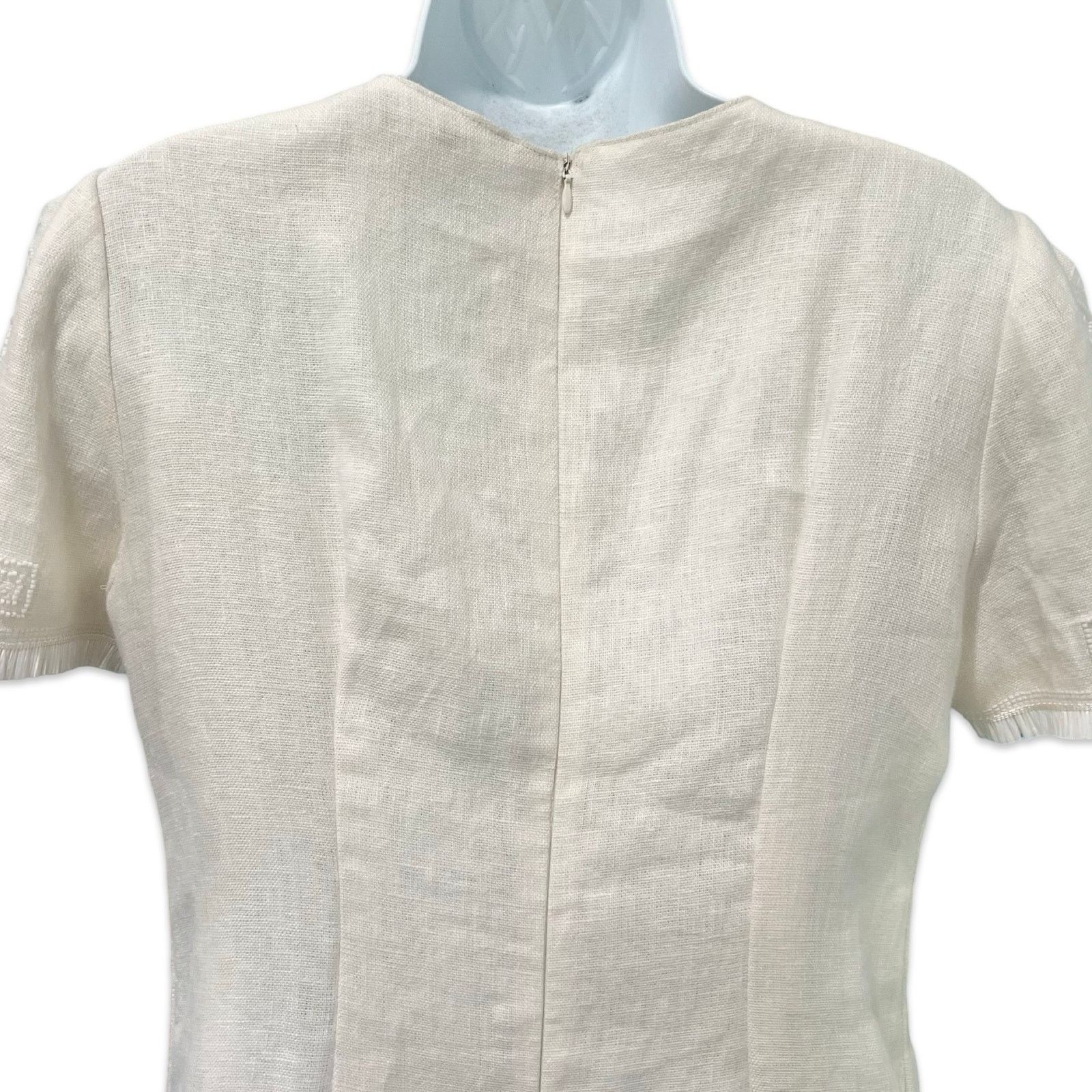 KOBI HALPERIN Kobi Halperin Ivory Beaded Tassel Shift Linen Dress size M Size M / US 6-8 / IT 42-44 - 13 Thumbnail