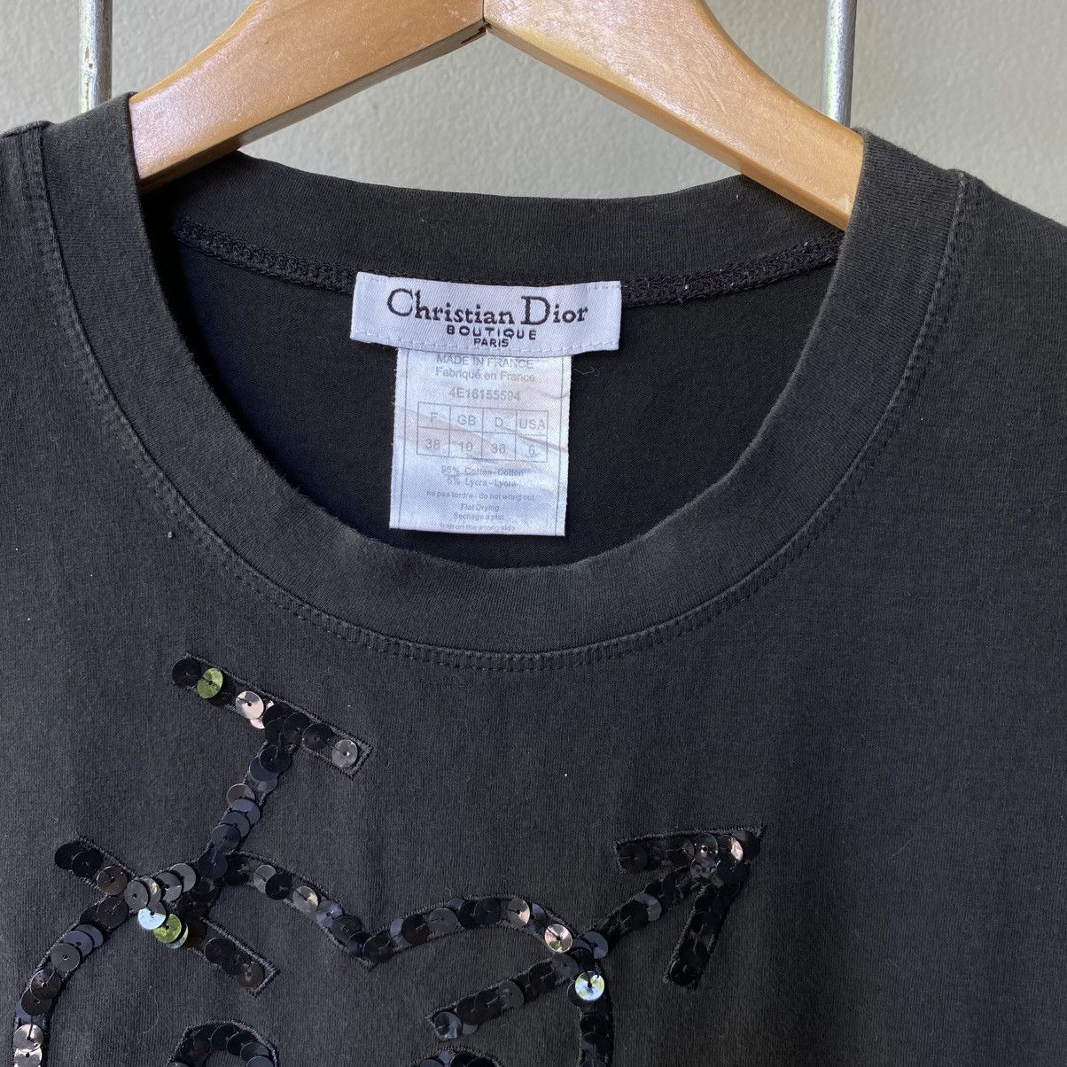 Dior Christian Diot Black Sequin Logo Tee Size M / US 6-8 / IT 42-44 - 10 Thumbnail