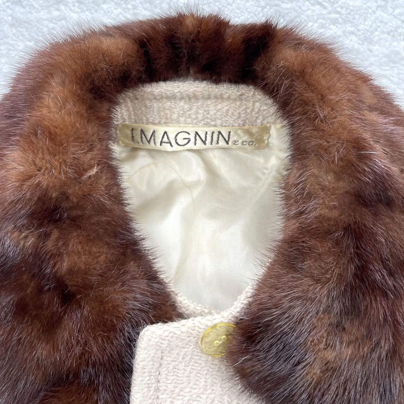 Vintage VINTAGE I Magnin Coat Womens M White Fur Collared 1970s Jacket France Size M / US 6-8 / IT 42-44 - 4 Thumbnail
