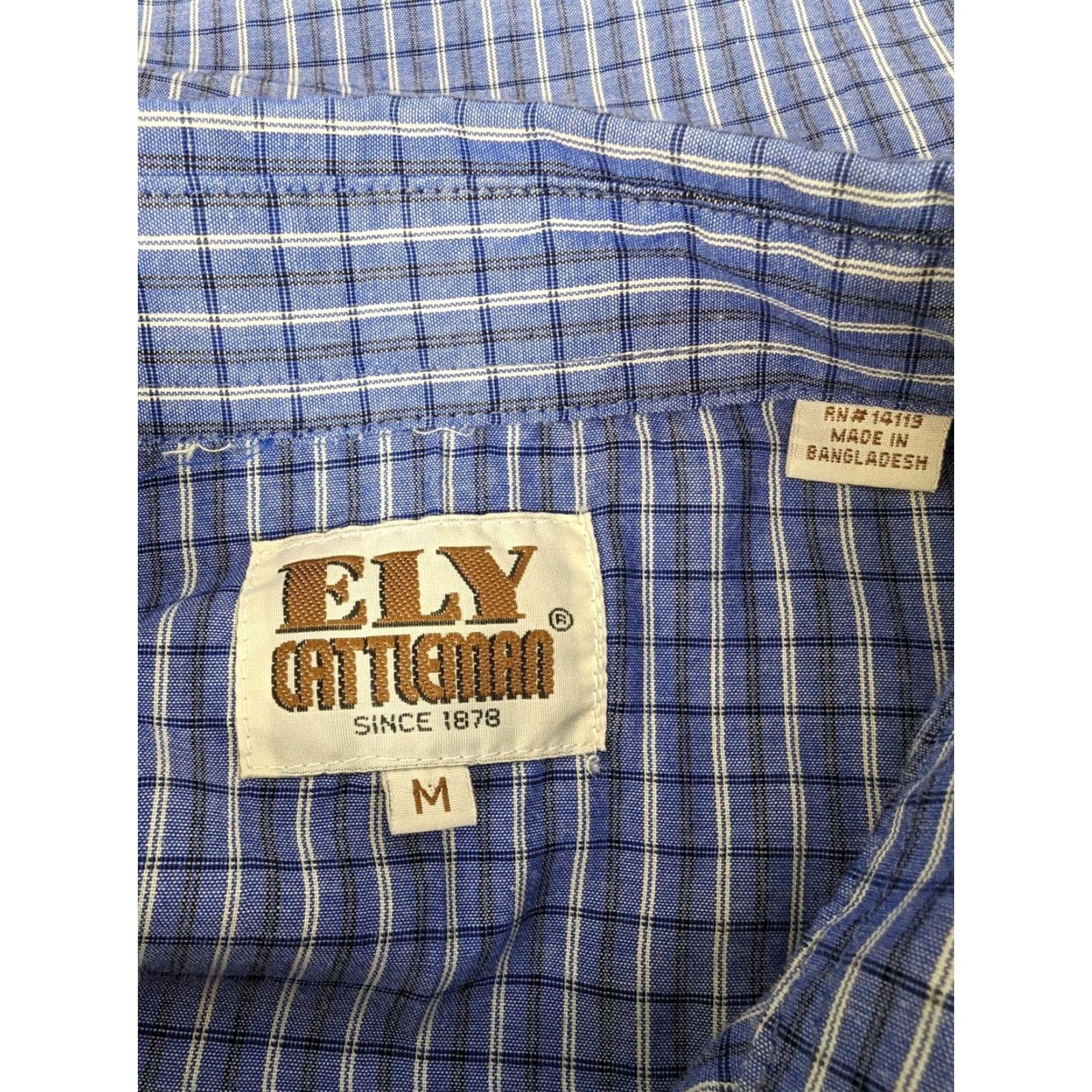 Vintage VINTAGE Ely Cattleman Mens Western Shirt Blue Medium Plaid Pearl Snap Long Sleeve T5 Size US M / EU 48-50 / 2 - 4 Thumbnail