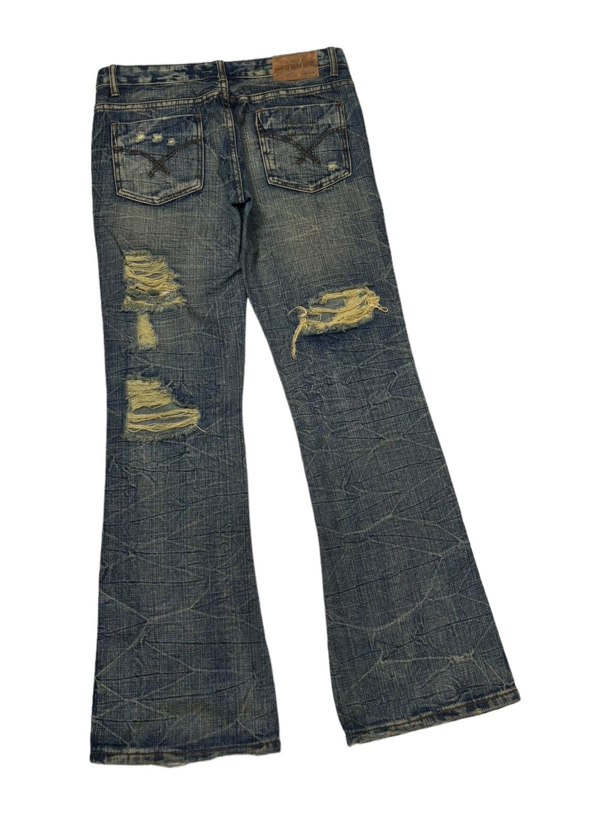 If Six Was Nine ❤️‍🔥THRASHED RIPPED RUSTY FLARED DENIM JEANS DIESEL STYLE Size US 32 / EU 48 - 6 Thumbnail