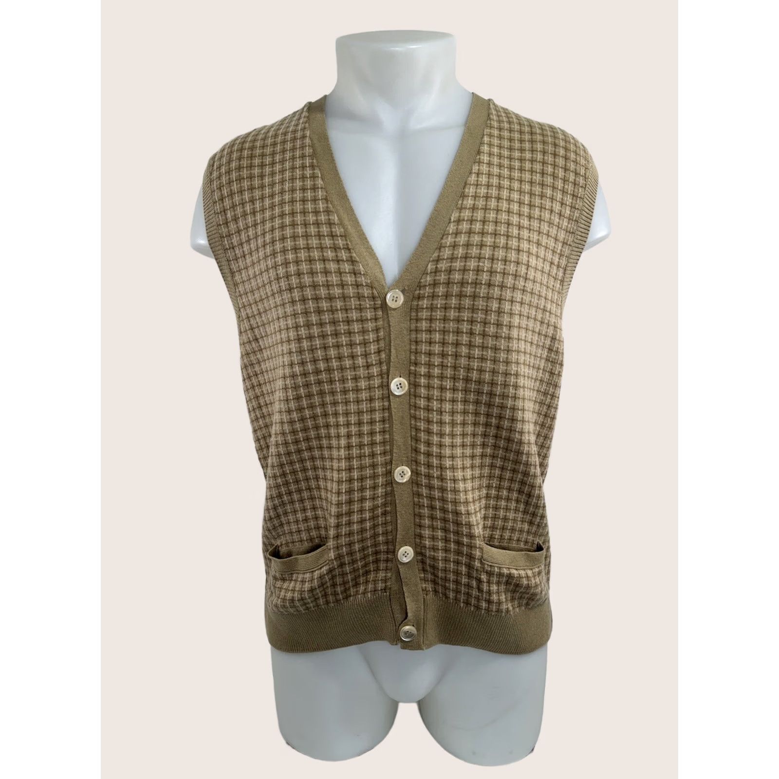 Ralph Lauren RALPH LAUREN ITALY Purple Label CASHMERE / LINEN / SILK Mens L Sweater Vest Cardigan Size US L / EU 52-54 / 3 - 1 Thumbnail