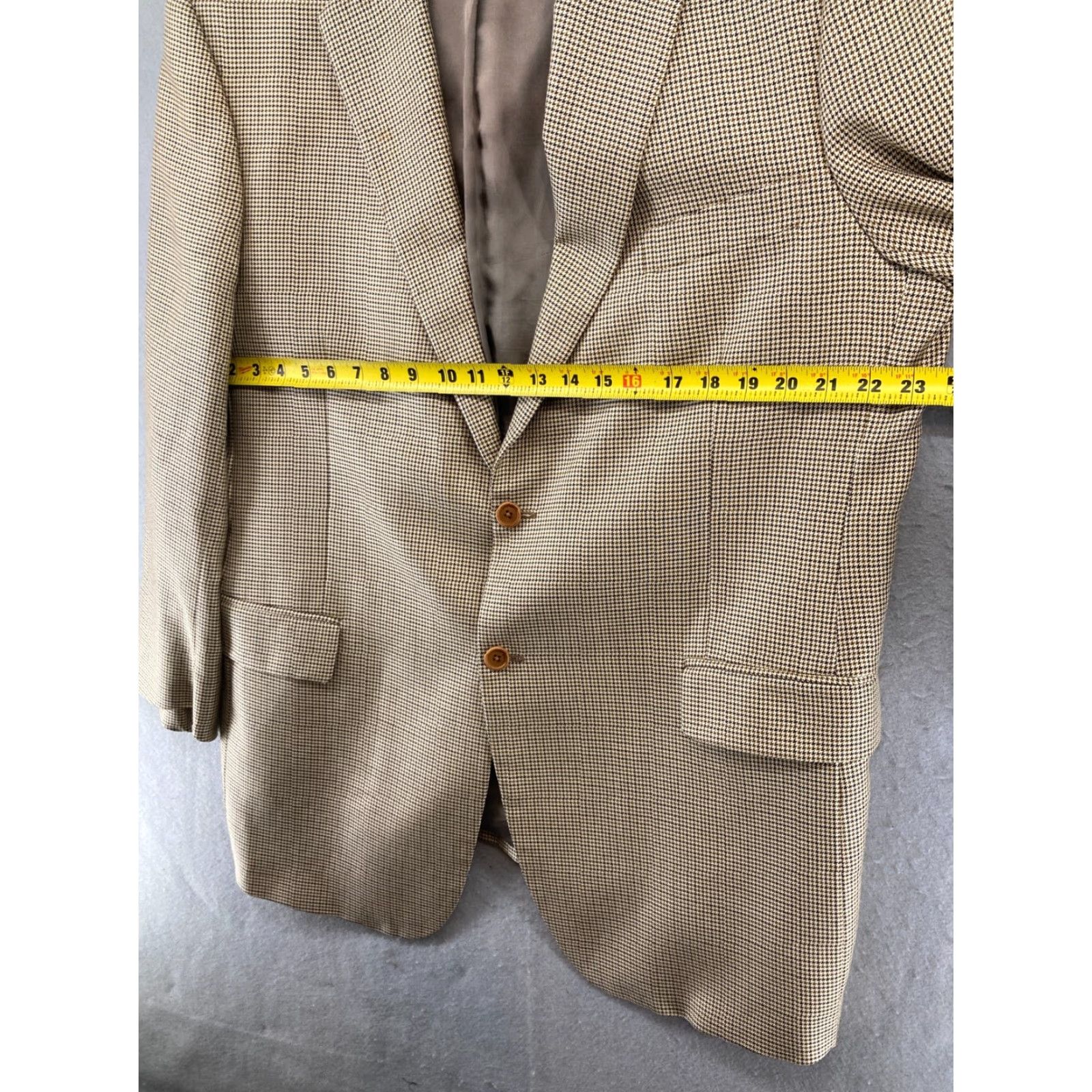 Vintage Roberto Zanieri Jacket Mens 46L Wool Blend Houndstooth Tan Italy Made Size US S / EU 44-46 / 1 - 2 Thumbnail