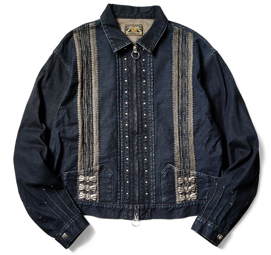 Kapital Kapital 12oz Yagasuri Jacquard Denim Chimayo Drizzler JKT Size US XXL / EU 58 / 5 - 1 Thumbnail