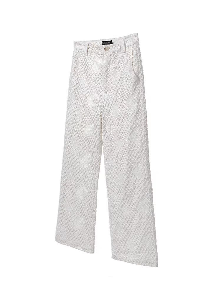 Designer Vintage Y2K double layered fabric ripped baggy trousers Size US 32 / EU 48 - 1 Thumbnail