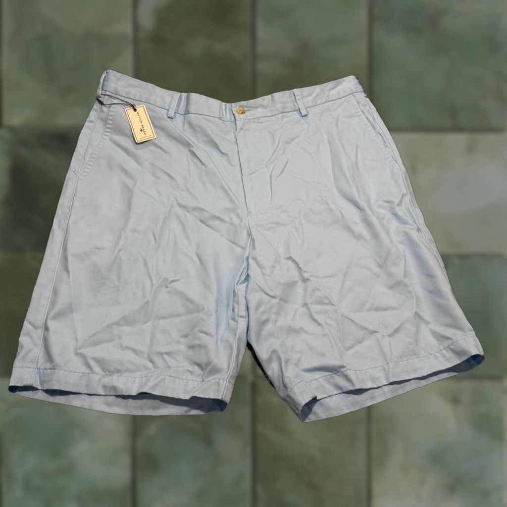 Peter Millar PETER MILLAR Men's Chino Shorts 36 Tarheel Blue Solid Regular Fit Flat Front Size US 36 / EU 52 - 1 Thumbnail