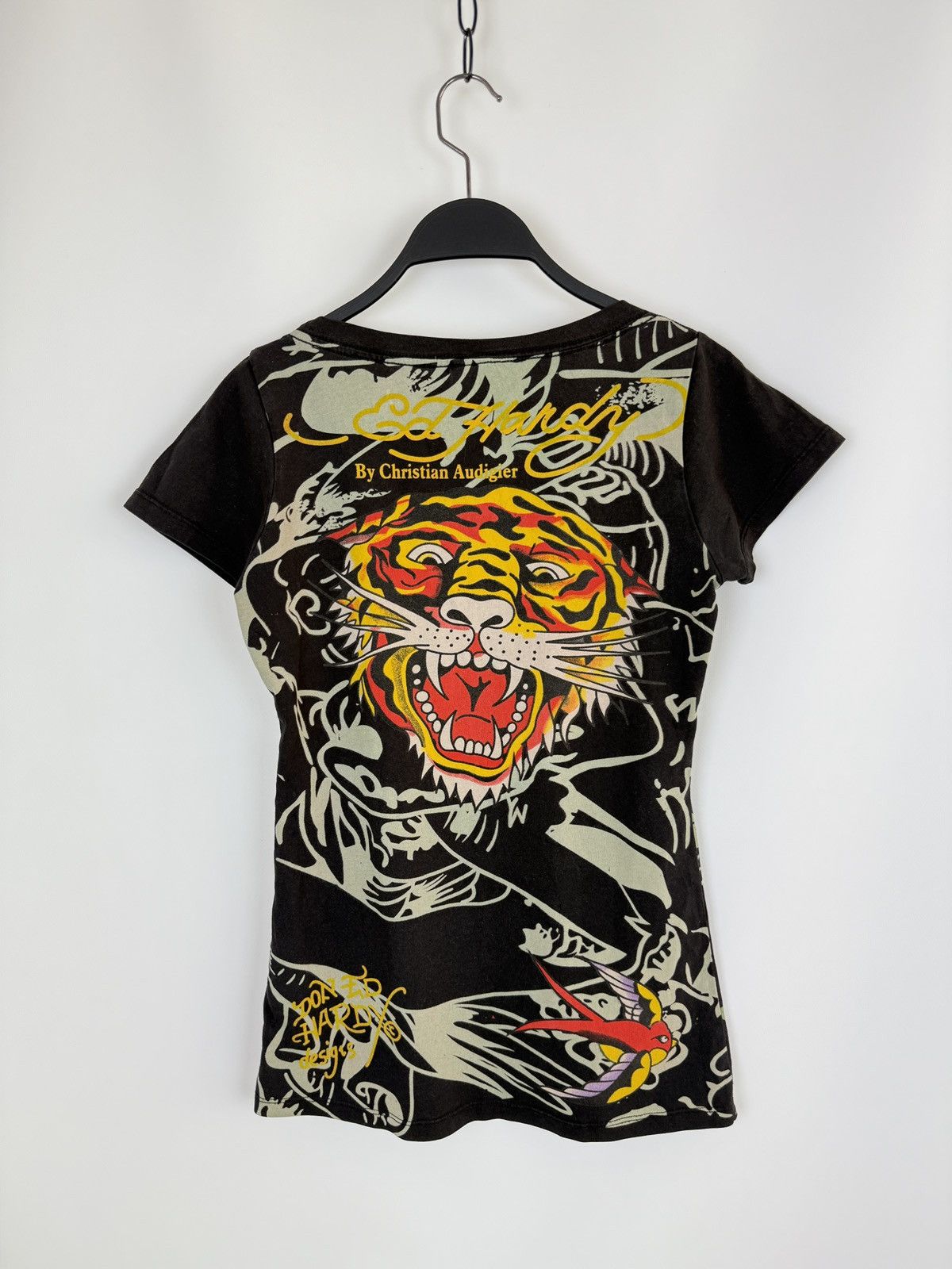 Ed Hardy Y2K Vintage Ed Hardy Over Printed Scoop Neck Babydoll Tee L Size L / US 10 / IT 46 - 7 Thumbnail