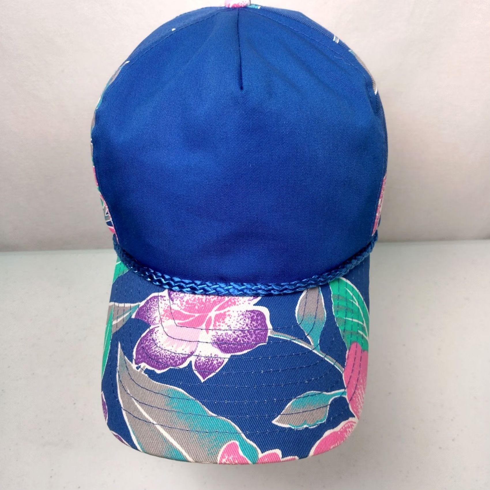 ALOHAS Vintage Nissin Cap Hat Tropical Flowers Aloha Hawaiian Blue Pink Canvas Beach Snapback Men One Size Blue Canvas Floral Beach Vintage Nissin Cap Hat Size ONE SIZE - 4 Thumbnail