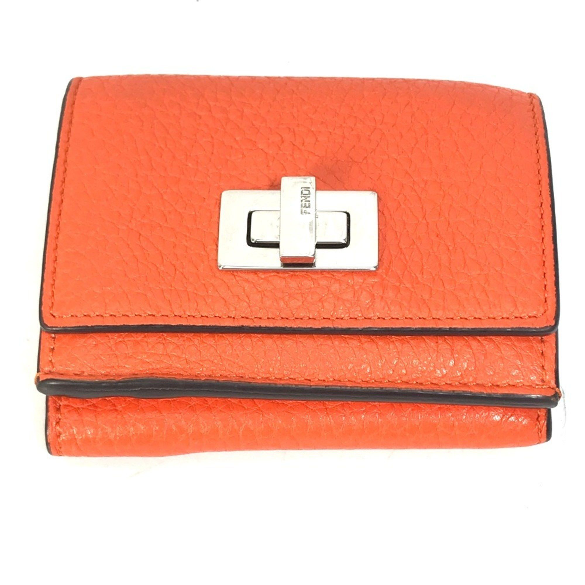 Fendi FENDI 8M0426 Peekaboo Trifold Wallet, Leather, Women's, Orange Size ONE SIZE - 1 Thumbnail