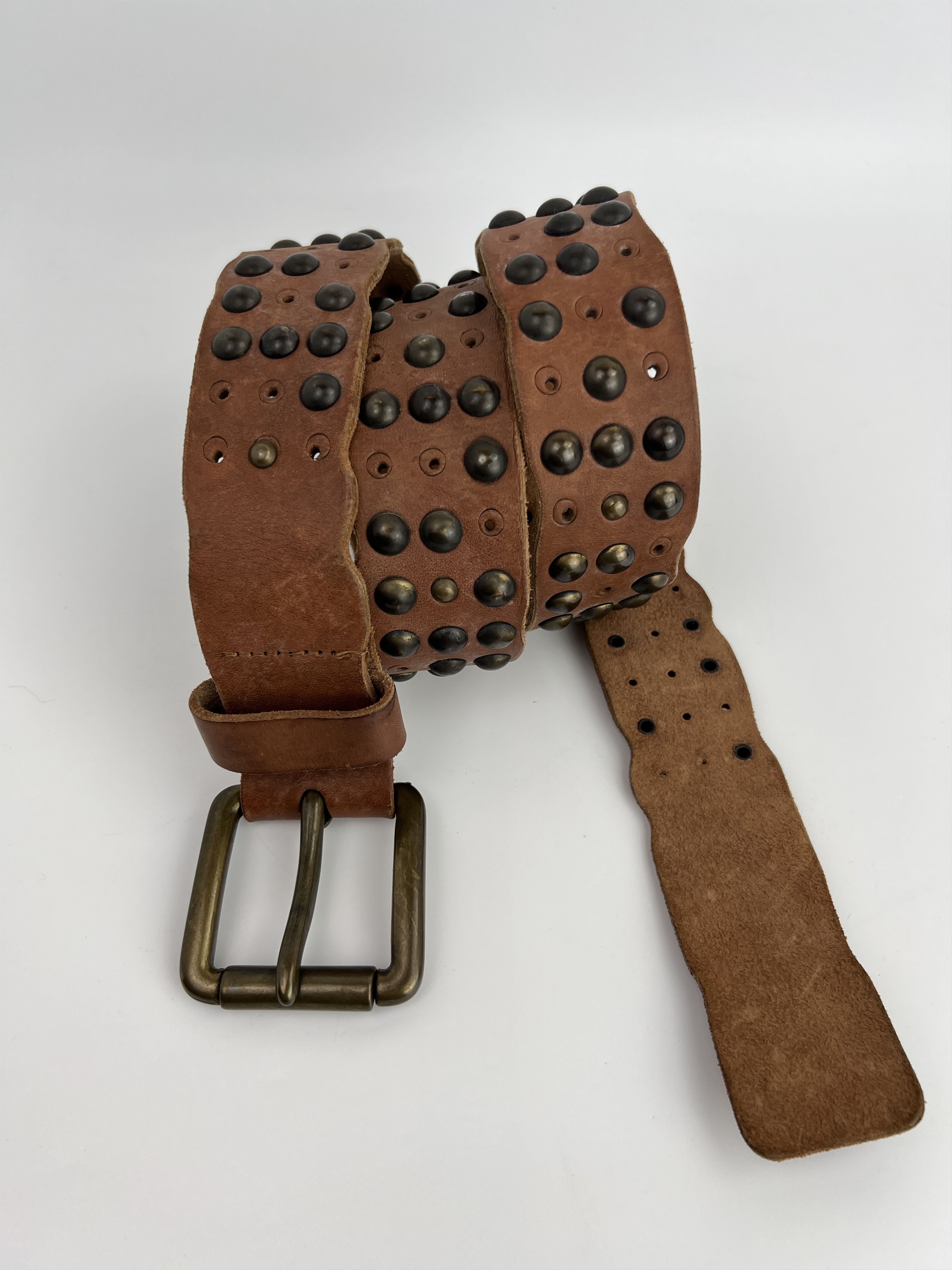 Diesel Vintage Diesel Studded Rhinestones Brown Leather Belt Size ONE SIZE - 2 Thumbnail