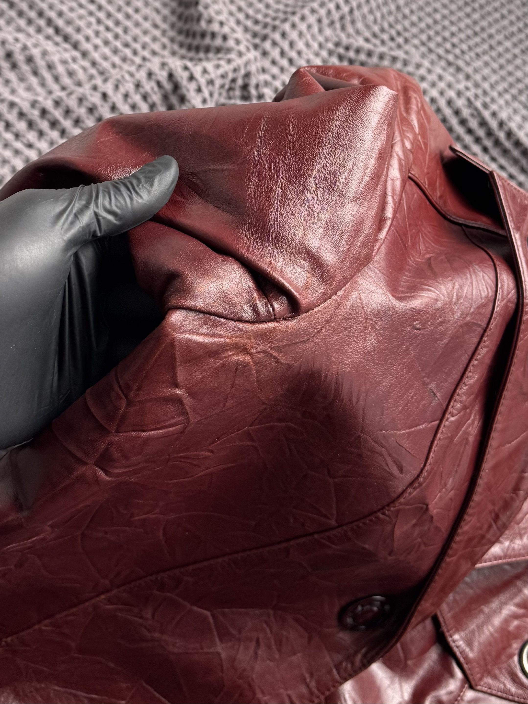 Vintage Vintage Burgundy Leather Coat Jacket Long Blazer Size M / US 6-8 / IT 42-44 - 7 Thumbnail