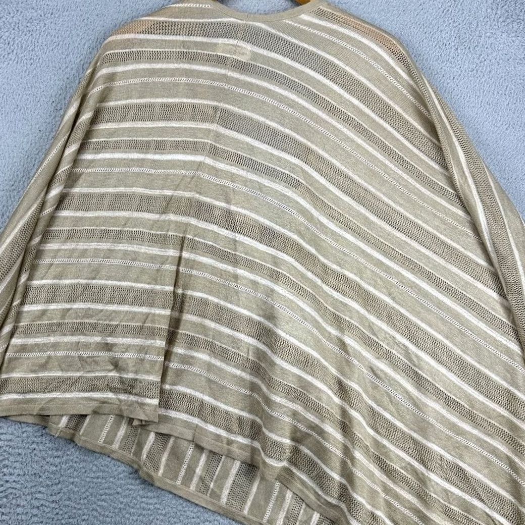 Calvin Klein Calvin Klein Women One Size Sweater Poncho Cape Tan Knit Stripe Open Front Size ONE SIZE - 3 Thumbnail