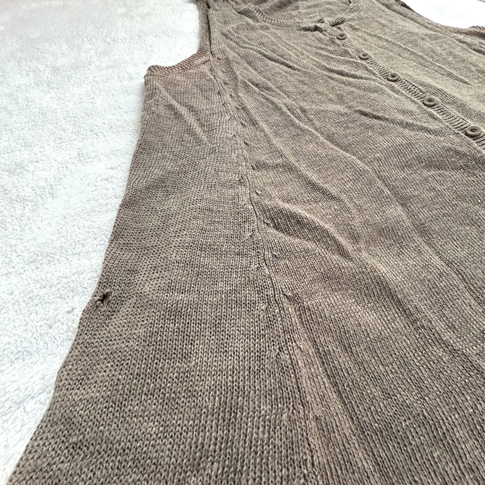 Eileen Fisher Eileen Fisher Womens Linen Knit Button-Up Sweater Vest Medium Brown Lightweight Size M / US 6-8 / IT 42-44 - 7 Thumbnail