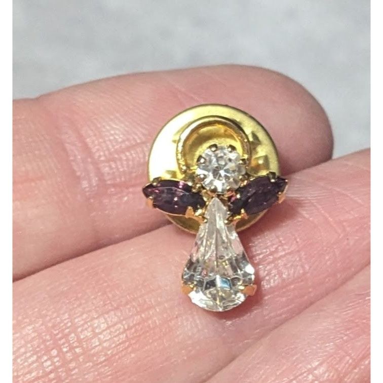 Other Vintage Minimalist Clear And Purple Gemmed Guardian Angel Pi Size ONE SIZE - 5 Thumbnail