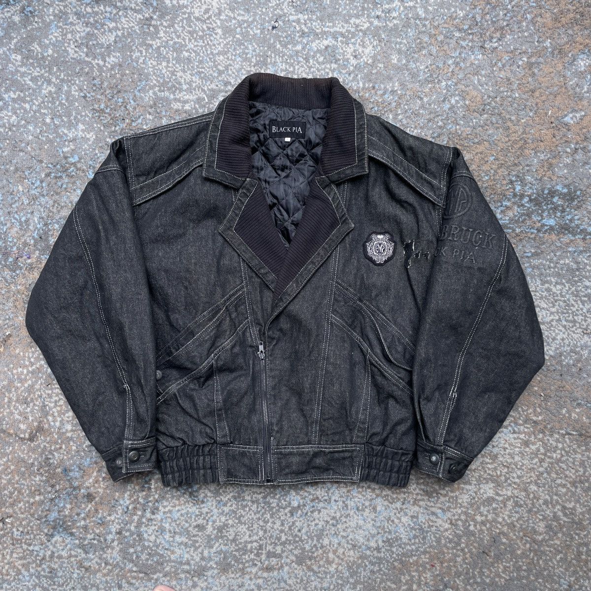 Japanese Brand Vintage Black Pia denim jacket stone black Size US L / EU 52-54 / 3 - 1 Thumbnail