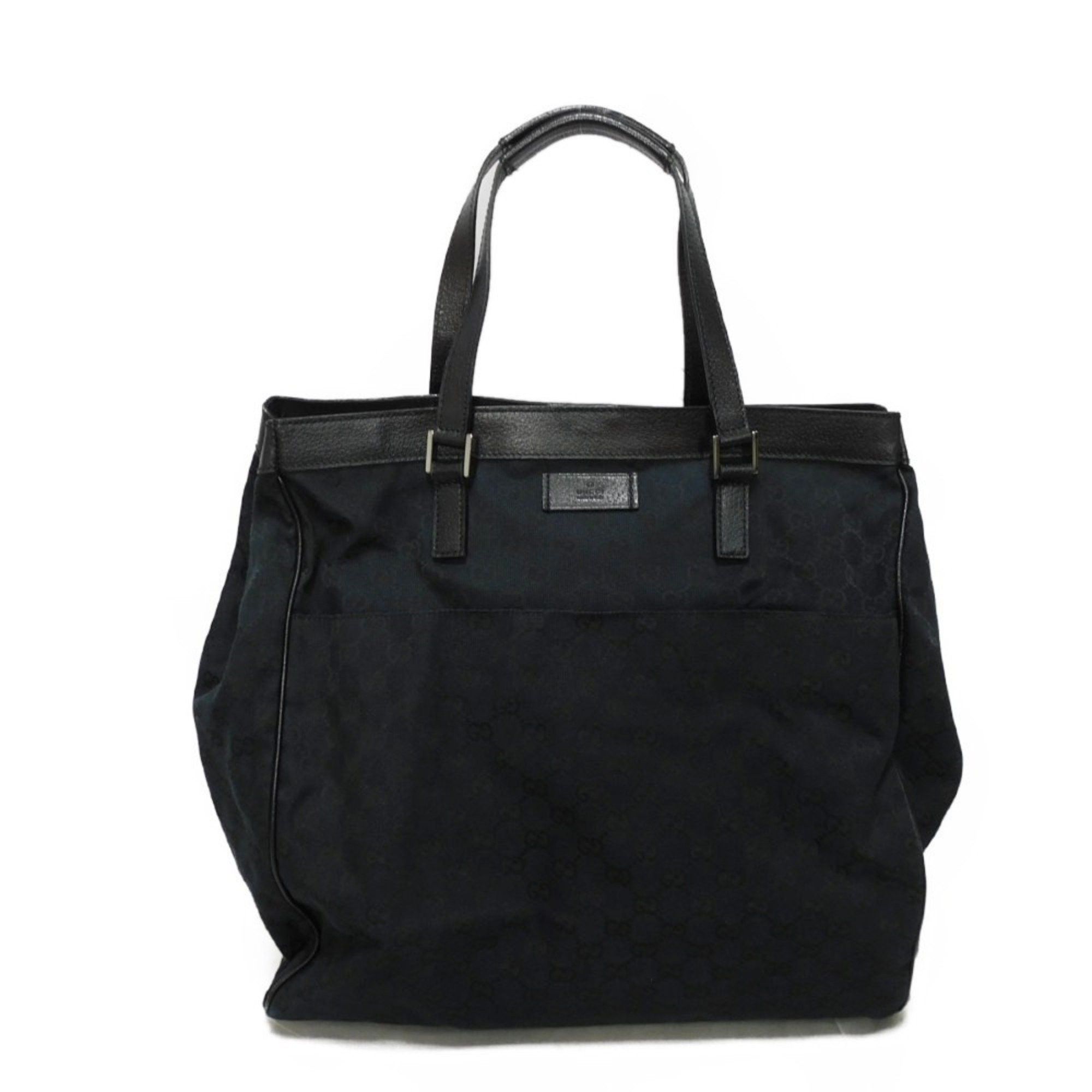 Gucci GUCCI Tote Bag GG Canvas Calf Embossed Leather Patch Black 152601 Men's Size ONE SIZE - 1 Thumbnail