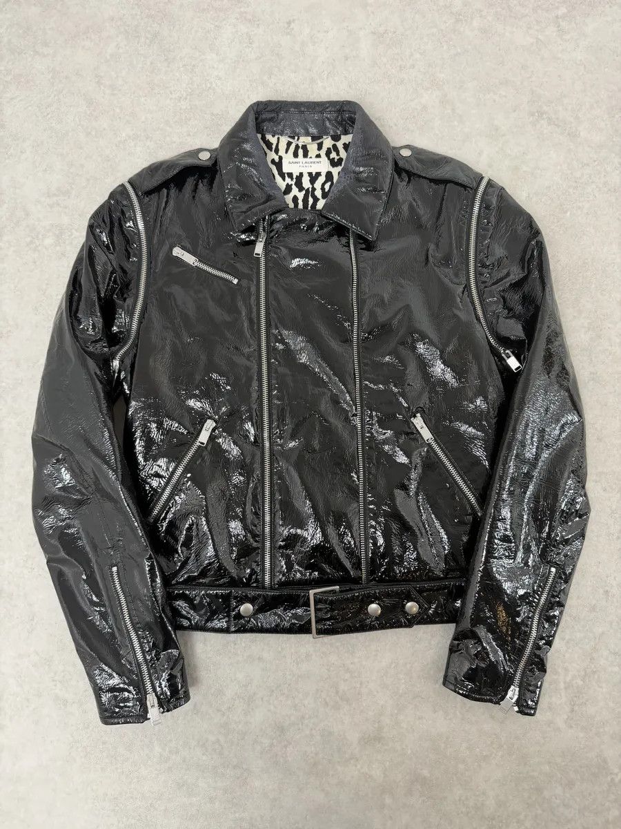Saint Laurent Paris AW2015 Saint Laurent Black Patent Leather Multi Zip Jacket by Hedi Slimane Size US S / EU 44-46 / 1 - 5 Thumbnail