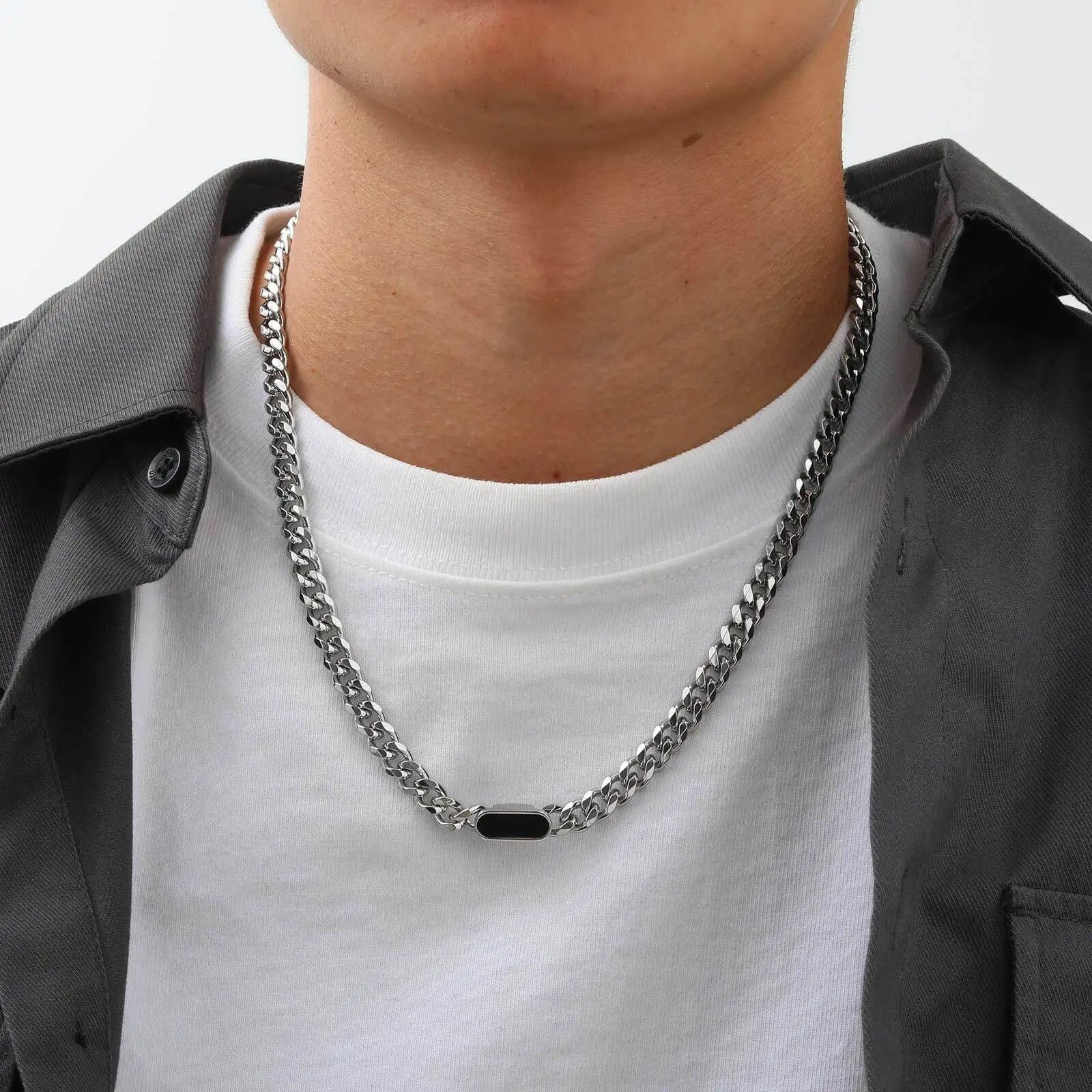 Vintage Stainless Steel Cuban Link Chain Size ONE SIZE - 1 Thumbnail