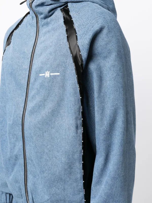 Amiri o1gr1nt0525 Satin/Denim Track Jacket in Blue/Black Size US M / EU 48-50 / 2 - 2 Thumbnail