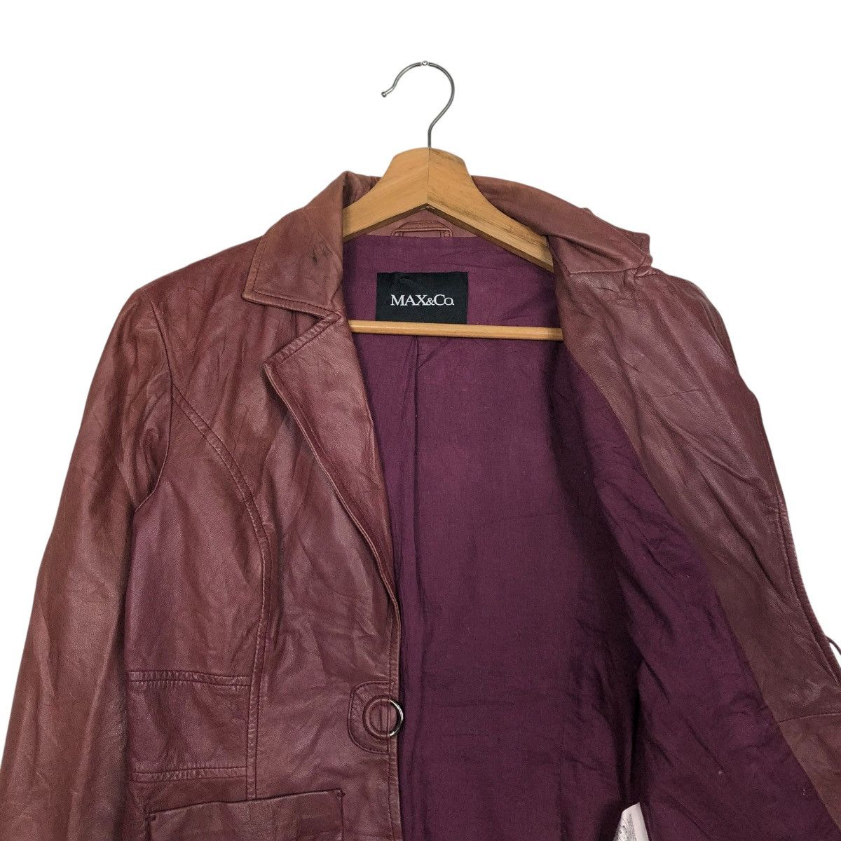 Japanese Brand 🔥VINTAGE CROPPED BIKER LEATHER JACKET MAX & CO Size S / US 4 / IT 40 - 14 Thumbnail