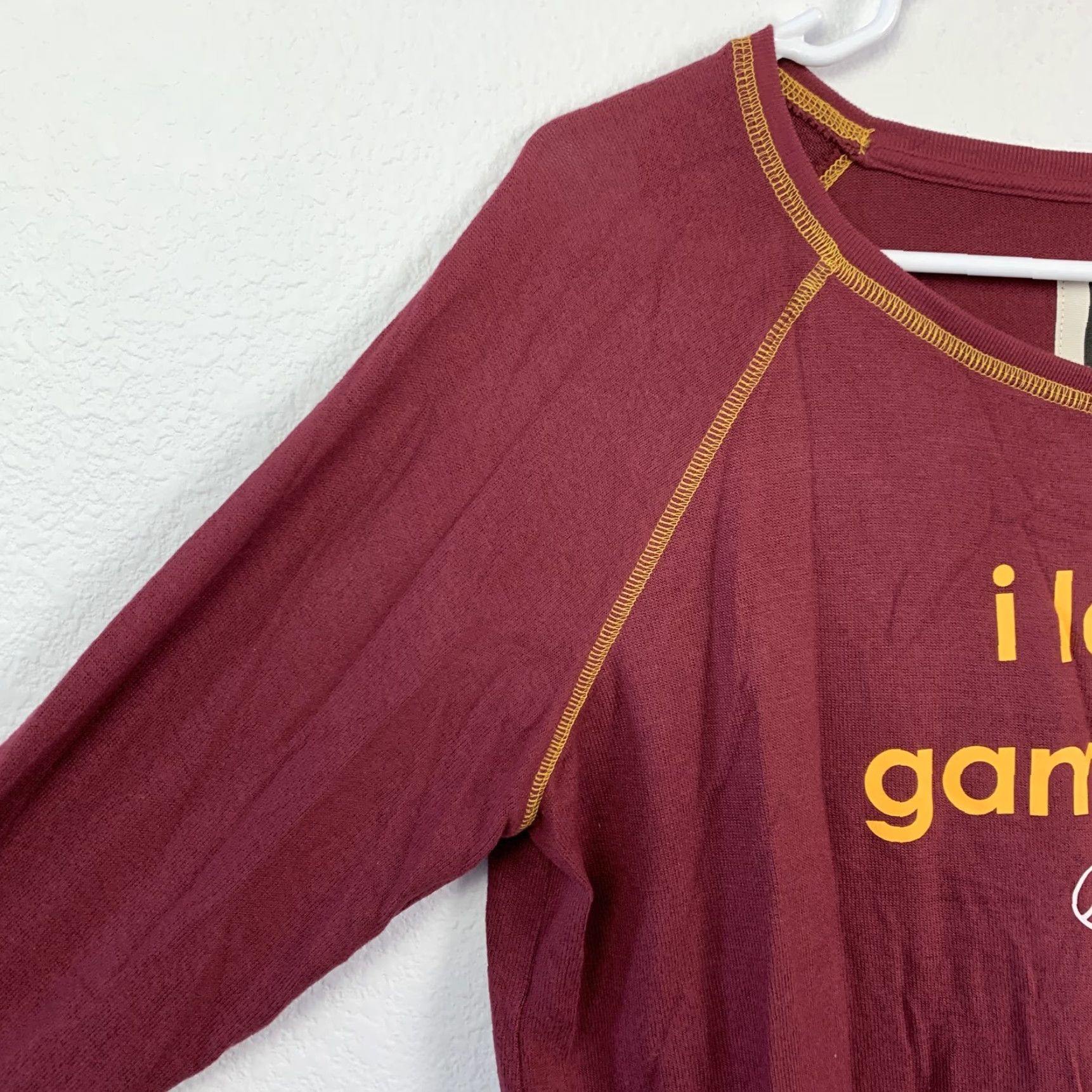 Vintage VINTAGE Peace Love World I Love Game Day Burgundy Raglan Long Sleeve Top Women's XS Size XS / US 0-2 / IT 36-38 - 2 Thumbnail