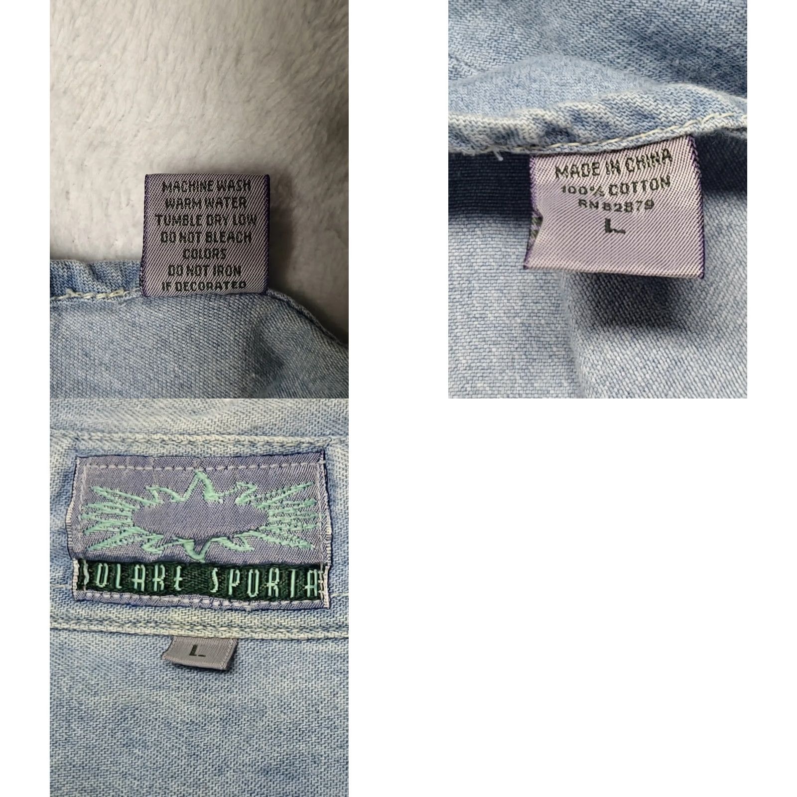 Denime VINTAGE Texas Longhorns Denim Button Down Shirt Mens L Blue 90s Solare Sport Button-Up Embroidered Longhorn Country 1990s Size US L / EU 52-54 / 3 - 8 Thumbnail