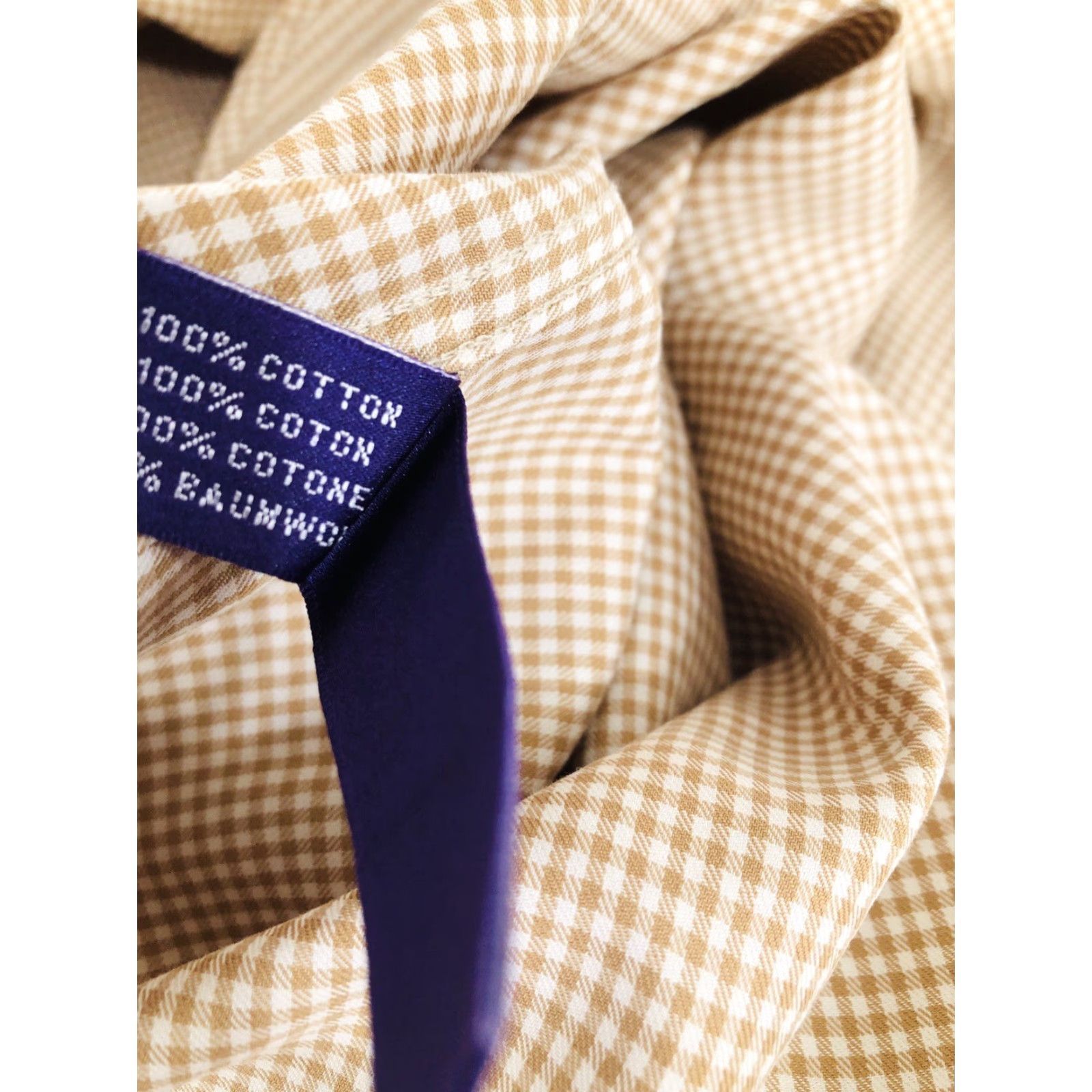 Ralph Lauren Ralph Lauren / Italy - Purple Label Tag Mens Lg. Plaid Checked Shirt Blocked: Brown / White, Button-Up, Long Sleeve, 100% Cotton, J4 Size US L / EU 52-54 / 3 - 7 Thumbnail