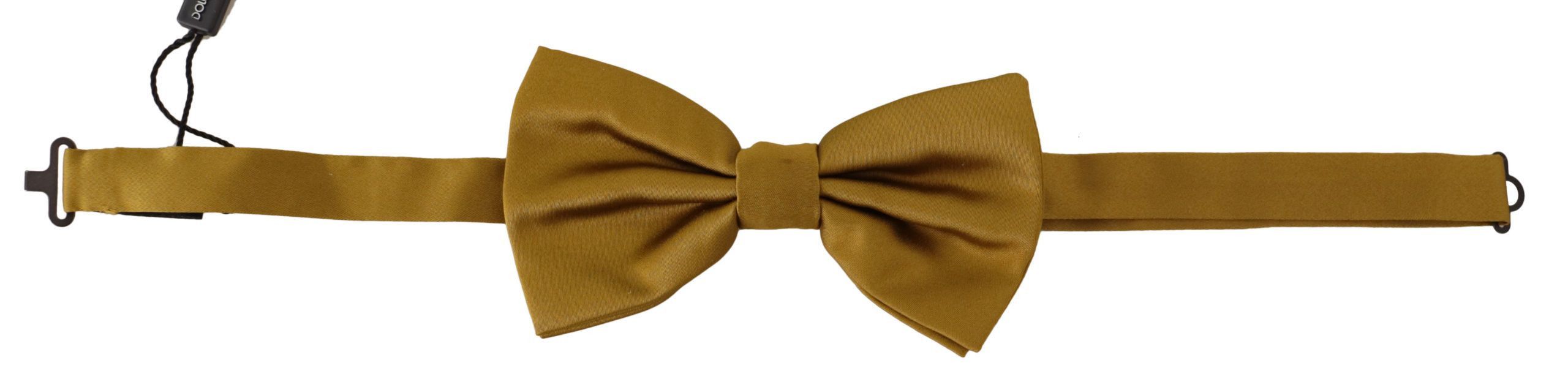 Dolce & Gabbana Elegant Mustard Silk Bow Men's Tie Size ONE SIZE - 1 Thumbnail