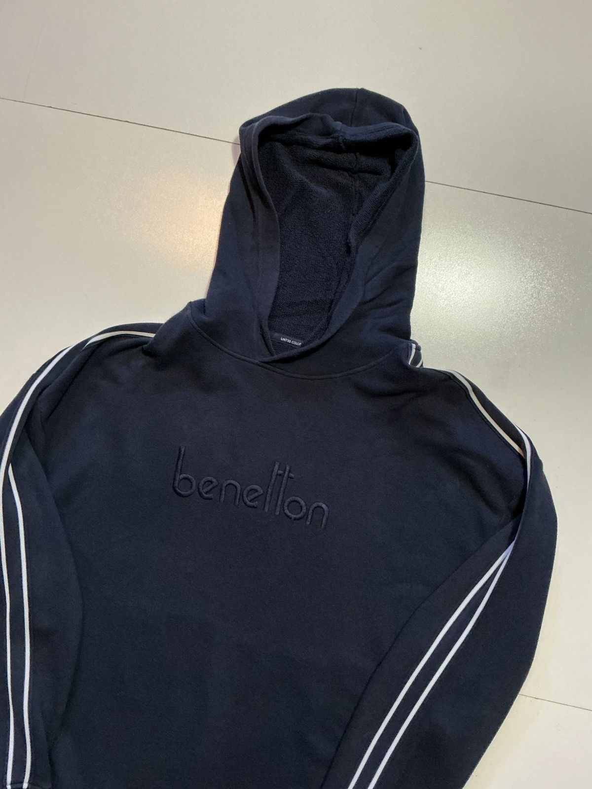 Benetton United Colors Of Benetton Embroidered Striped Hoodie Size US L / EU 52-54 / 3 - 3 Thumbnail