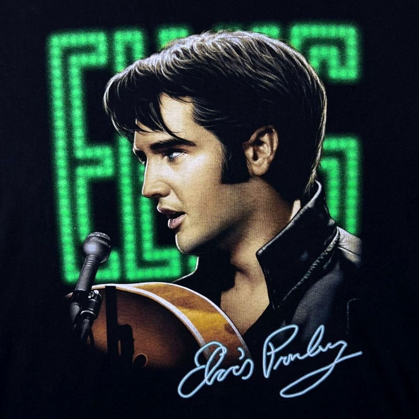 Vintage VINTAGE Rock Tees Elvis Presley Rock N Roll Music Graphic Black T-Shirt XL Mens Shirt Graphic Print Front Back 00s Size US XL / EU 56 / 4 - 4 Thumbnail