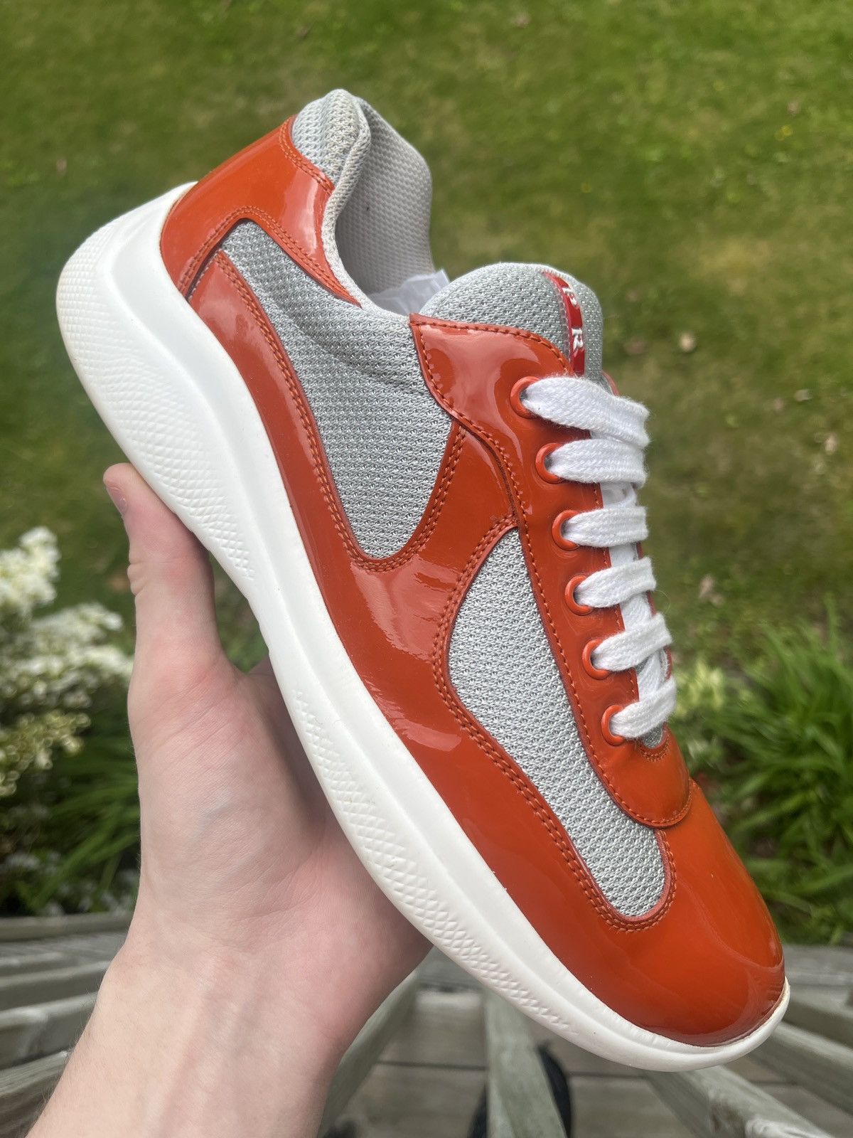 Prada Americas Cup Patent Leather Burnt Orange Size 10 Prada Orange prada americas cup | Grailed main image 2