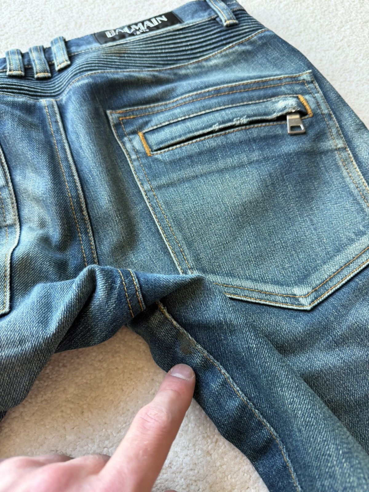 Balmain BALMAIN BIKER DENIM JEANS Size US 30 / EU 46 - 10 Thumbnail