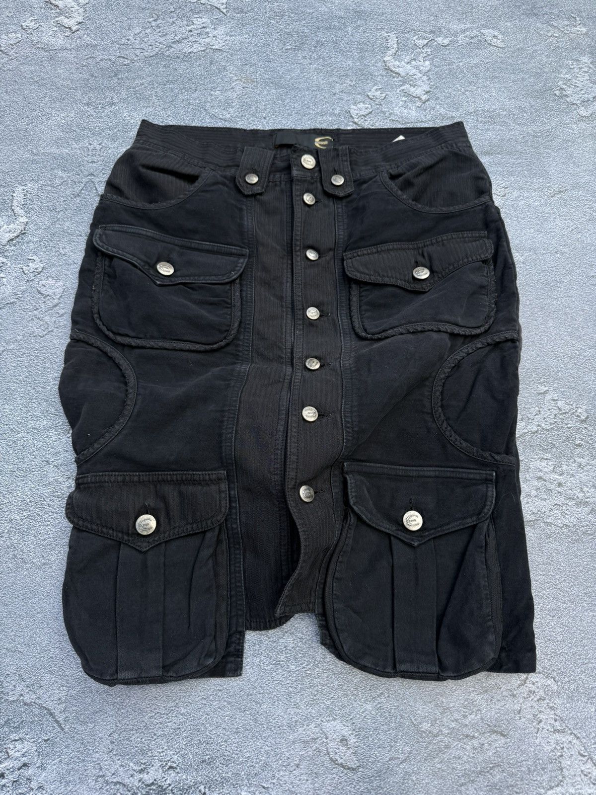 Just Cavalli 2005 VNTG Multipocket Button Distress Y2K Skirt