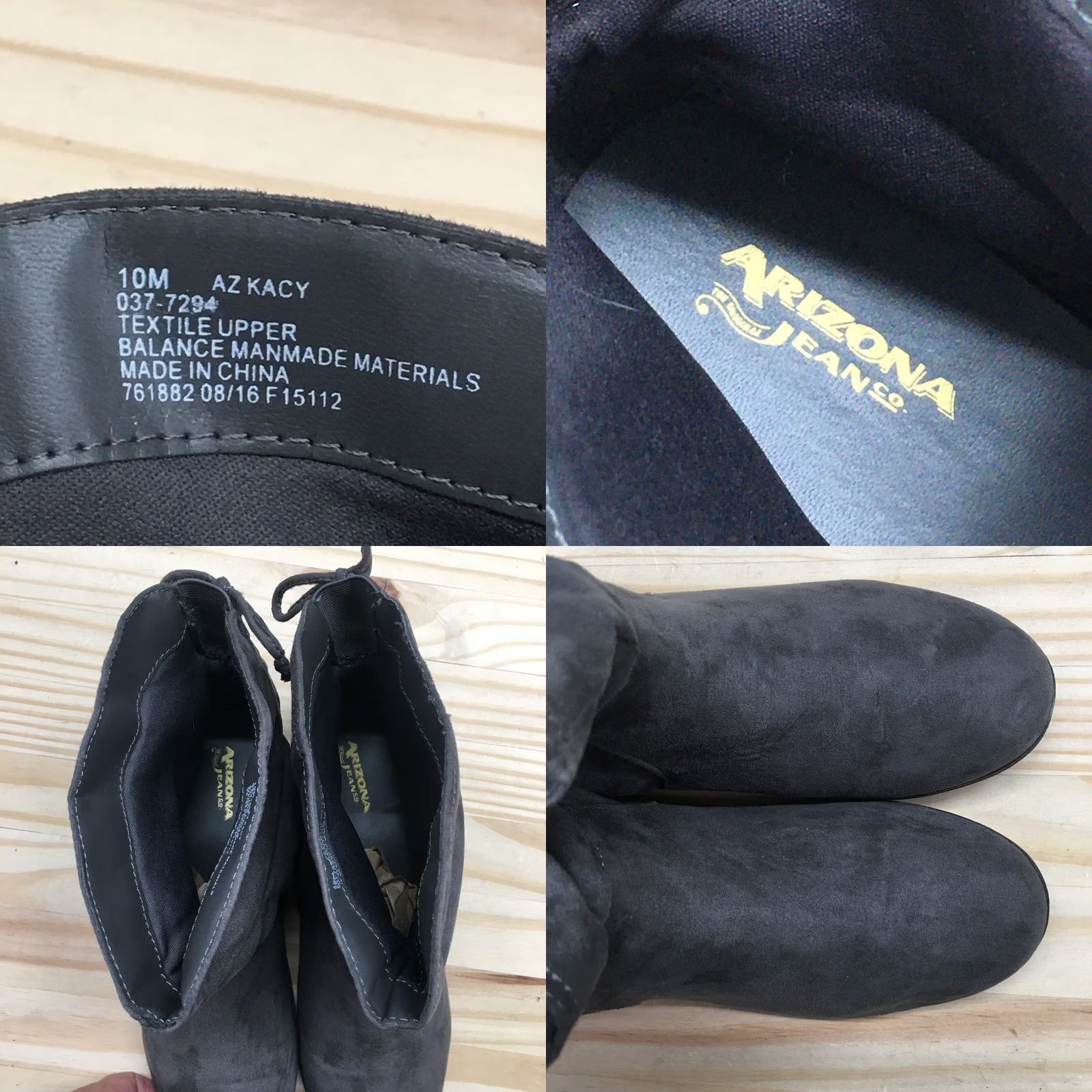 Vintage Arizona Jeans Co Boots Womens 10 M Kacy Ankle Bootie Gray Fabric Flat Casual Shoes Size 32" / US 10 / IT 46 - 9 Thumbnail