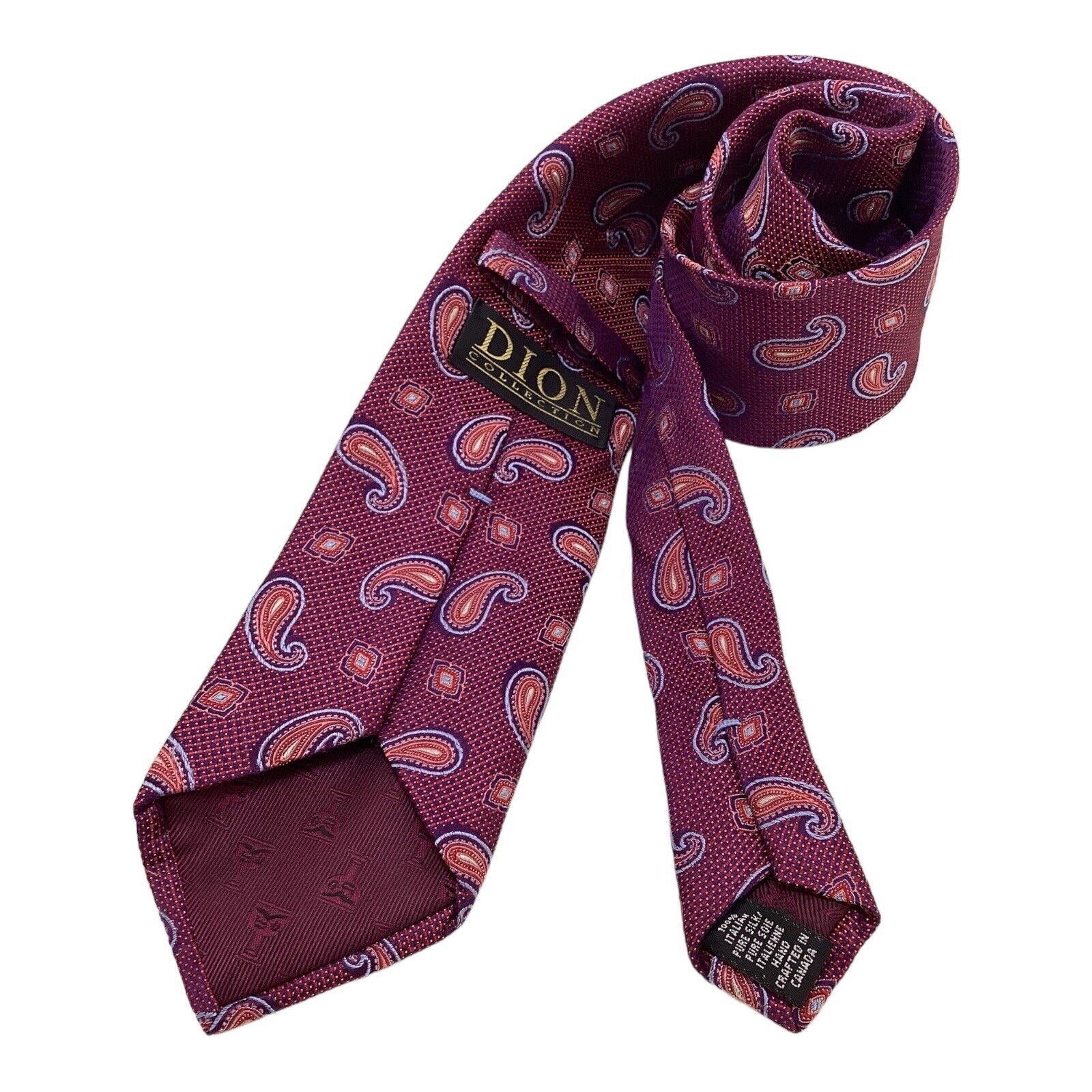 Other DION SELECTION Purple Paisley Silk Tie H.C In Canada W: 3.5" Size ONE SIZE - 2 Thumbnail