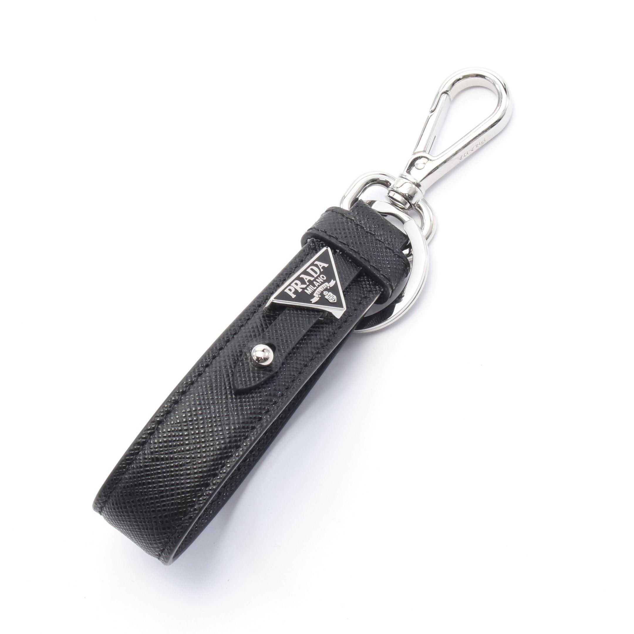 Prada Prada Saffiano Bag Charm Key Ring Leather Black Size ONE SIZE - 1 Thumbnail
