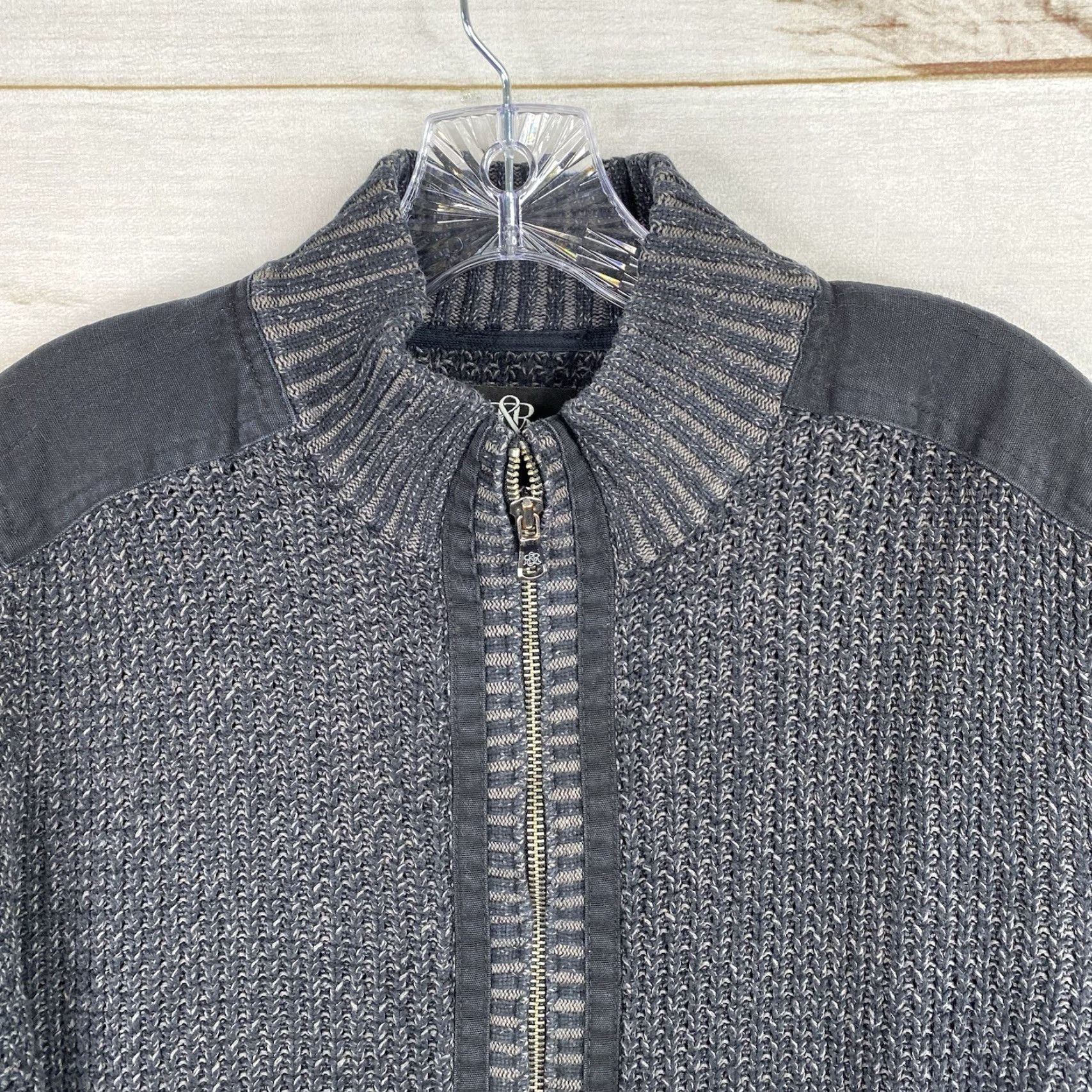 Vintage Rock & Republic Sweater Cardigan Full Zip Mock Neck Wool? Black Dark Gray L Men’s Regular Knit, Cotton, Rock Theme, Pockets, Fall Winter, Hiking Mens Size US L / EU 52-54 / 3 - 2 Thumbnail