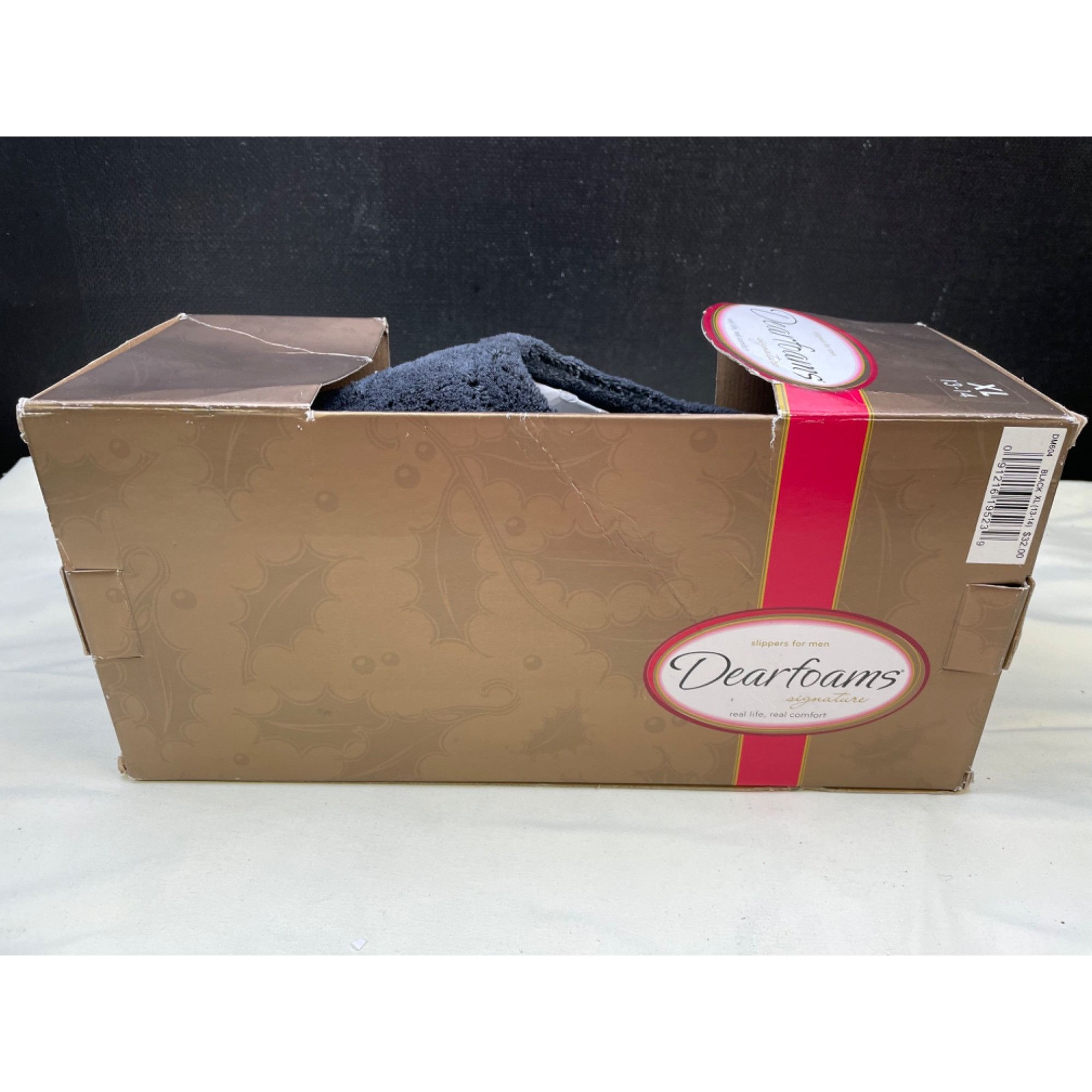Other Dearfoams Mens Black Slippers Ultimate Comfort Firm Cushion Size US 13 / EU 46 - 4 Thumbnail