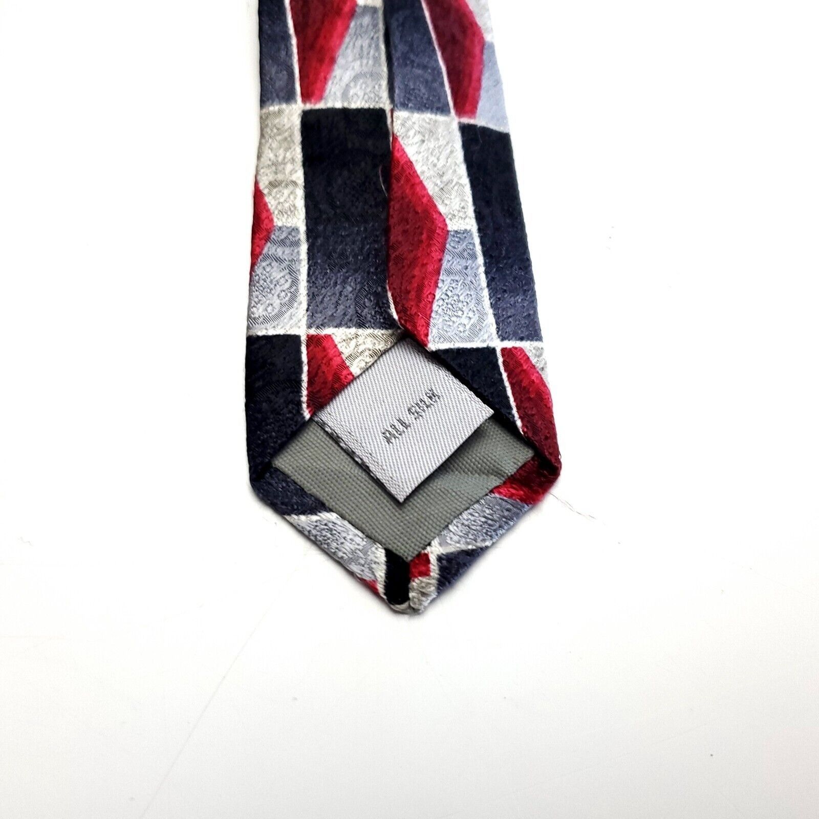 Pierre Cardin Pierre Cardin Gray Red Print Geometric Wide Silk Tie Size ONE SIZE - 4 Thumbnail