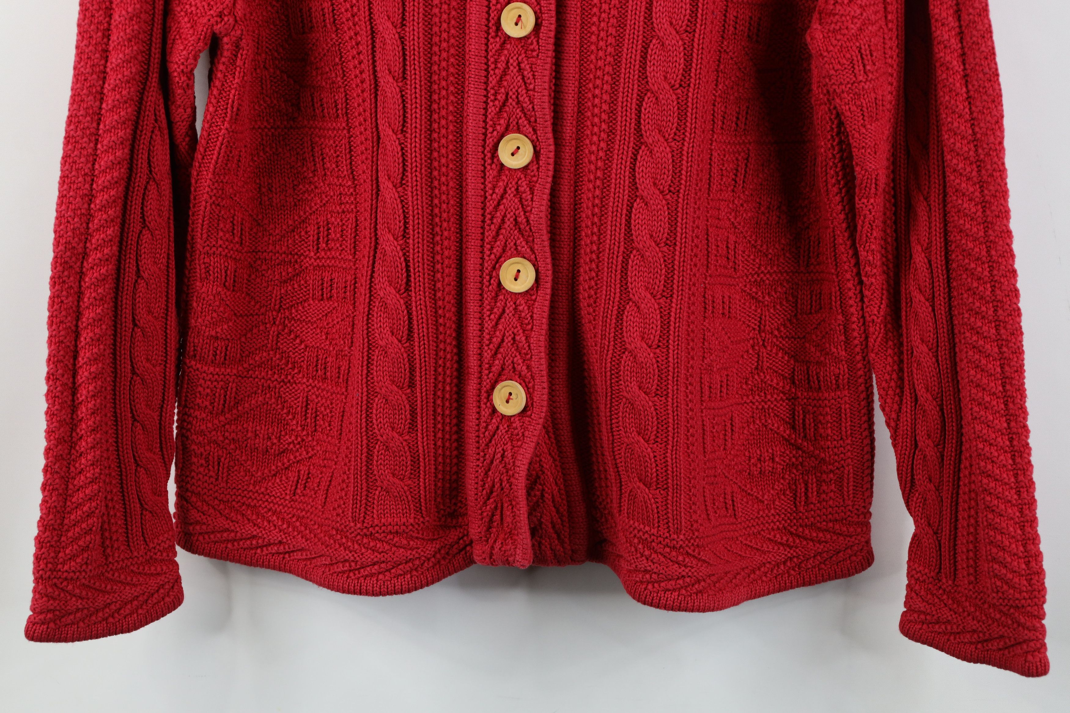 L.L. Bean Vintage LL Bean Snowflake Fisherman Knit Cardigan Sweater Size M / US 6-8 / IT 42-44 - 3 Thumbnail