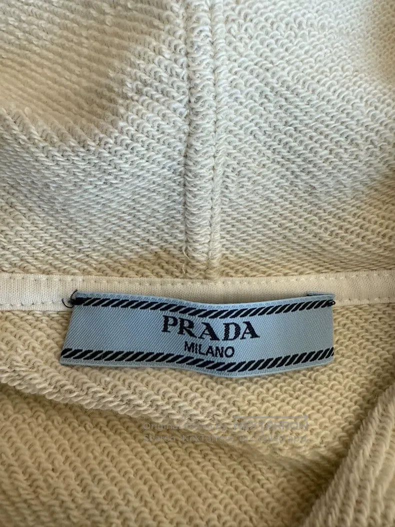 Prada Prada Oat-coloured hooded sweatshirt Size XS / US 0-2 / IT 36-38 - 4 Thumbnail