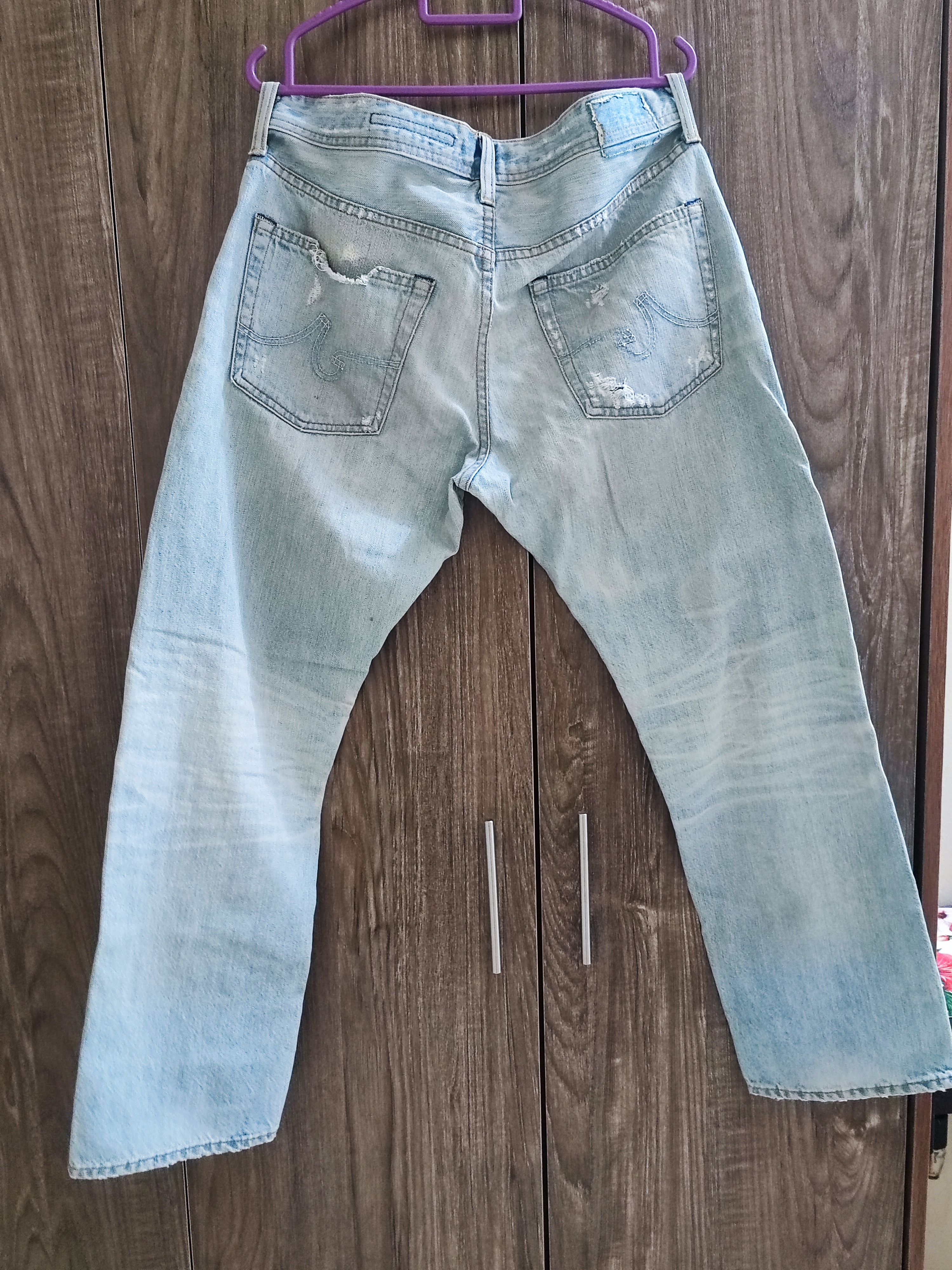 AG Adriano Goldschmied AG Adriano Goldschmied Distressed Faded Blue Jeans Size US 33 - 4 Thumbnail