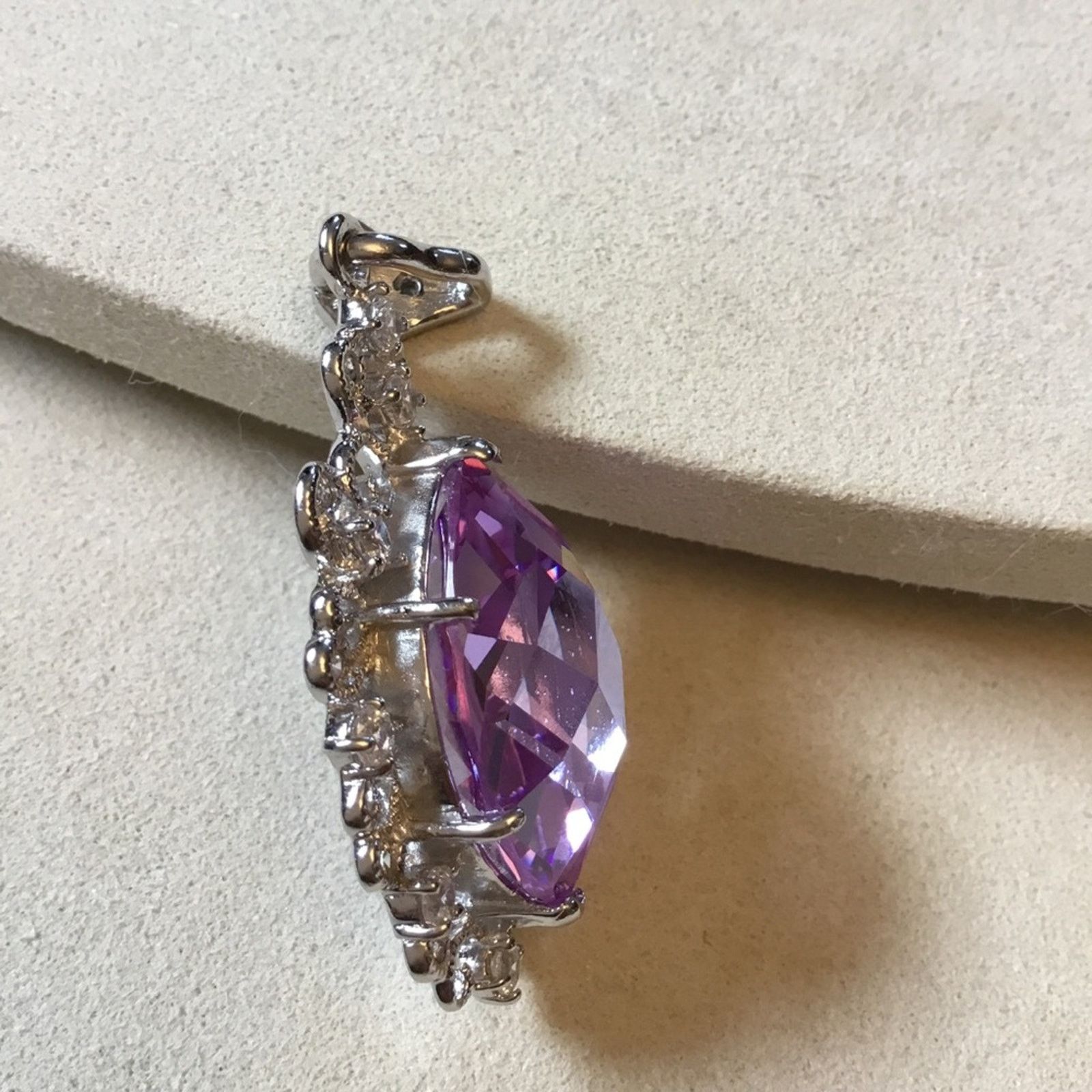 Other Sterling Silver Purple Crystal Statement Pendant Size ONE SIZE - 6 Thumbnail