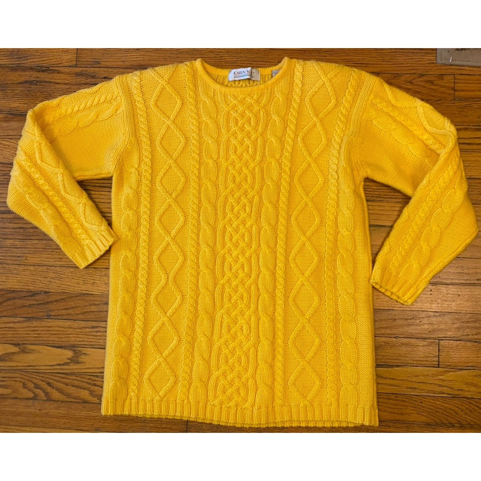 Vintage VTG Karen Scott Yellow Sweater Women’s M Shoulder Pads Size M / US 6-8 / IT 42-44 - 1 Thumbnail
